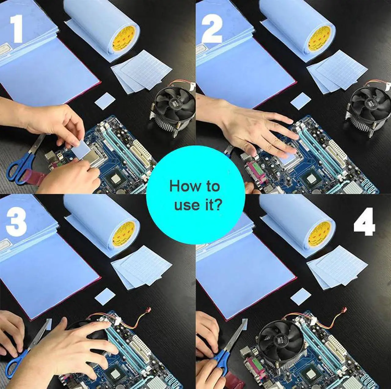 Alt view image 3 of 6 - 10PCS 100*100*2.5mm Conductive Silicone GPU CPU Thermal Pads 2.5mm heatsink heat sink Grease Paste Adhesive PC Fan Cooler