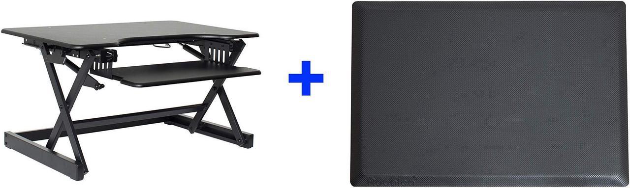 Rocelco Ergonomic Height Adjustable Sit/Stand Desk Computer Riser with Medium Energizing Mat (R EADRB-MAFM)