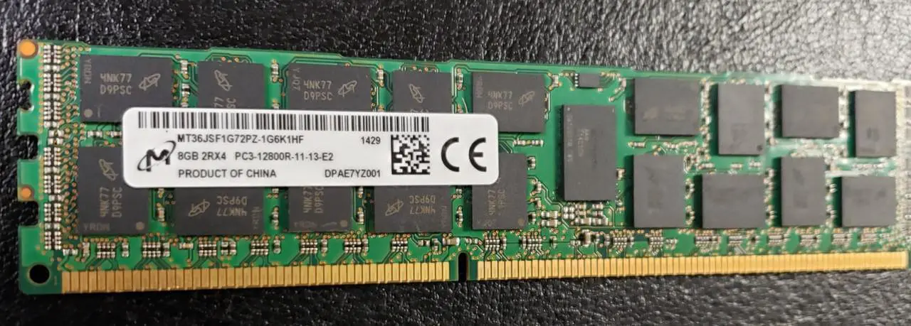 Main image of MICRON MT36JSF1G72PZ.1G6K1  8GB 1600MHZ RDIMM 2RX4 PC3-12800R-11-13-E2  36 CHIP  ECC REGISTERED MEMORY MODULE...