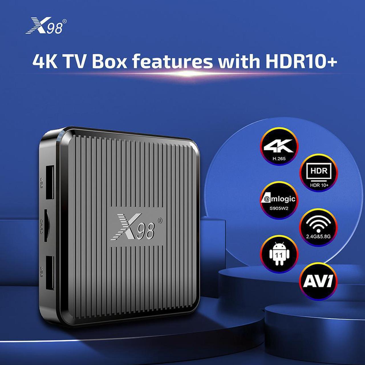 Main image of X98Q TV Box Android 11.0 Amlogic S905W2 Quad Core 2G16G X98 TVbox  AV1 2.4G 5G Wifi 4K HDR Youtube Media Player Set Top Box