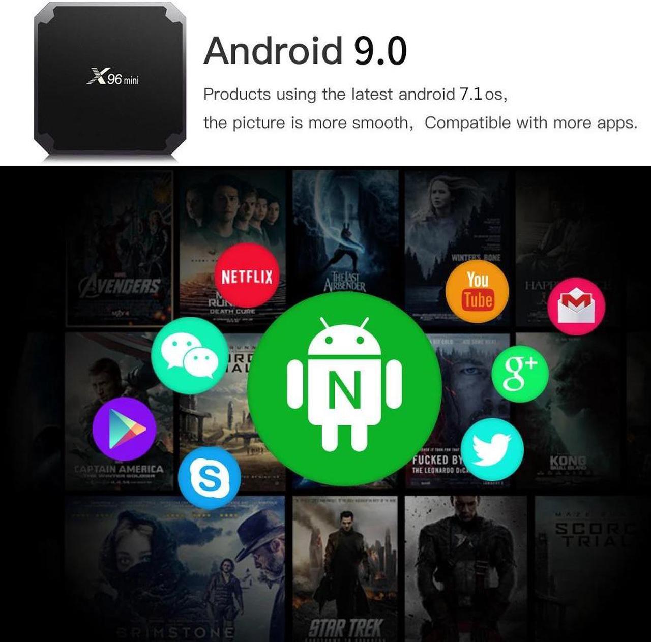 Alt view image 6 of 7 - X96mini new Android 9.0 X96 mini Smart TV BOX S905W Quad Core support 2.4G Wireless WIFI Media Box Set-Top Box 2GB 16GB