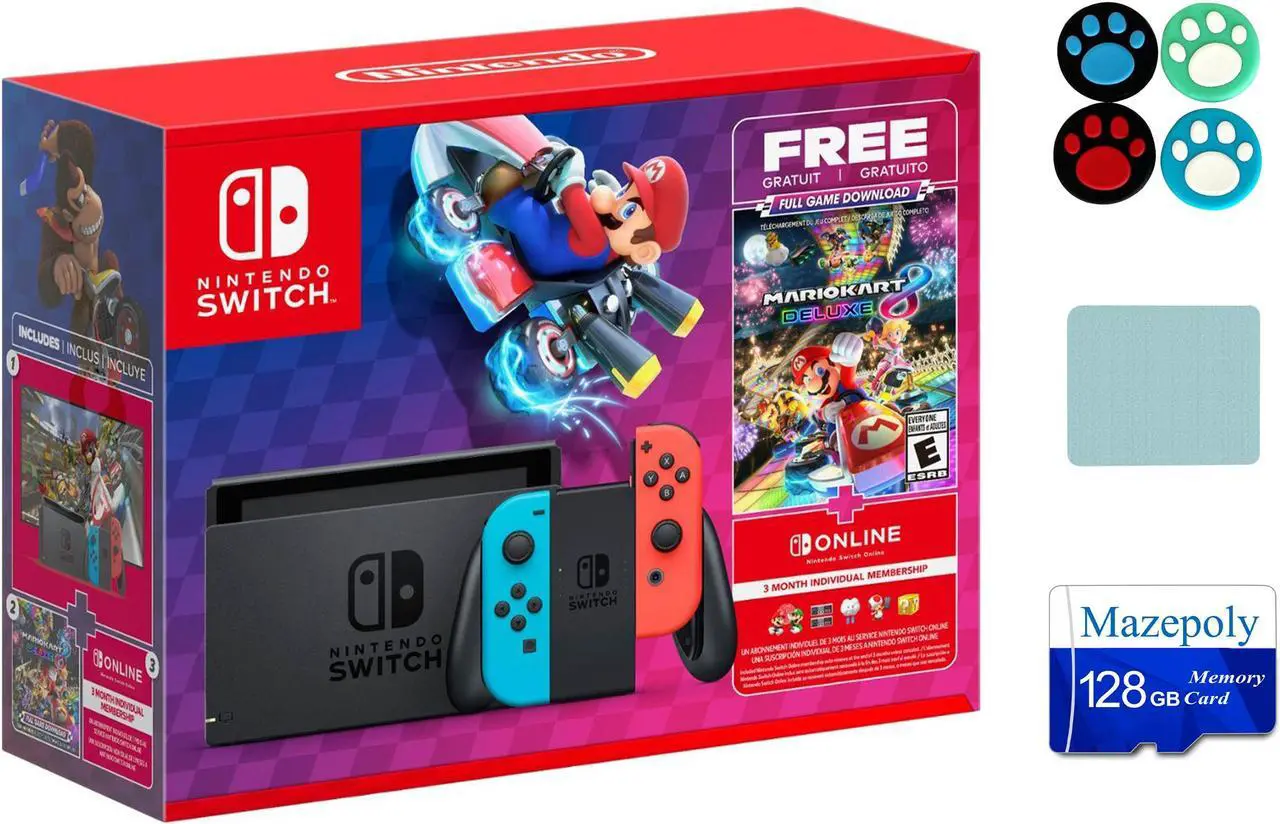 Main image of Nintendo Switch Mario Kart 8 Deluxe Bundle (Full Game Download + 3 Mo. Nintendo Switch Online Membership Included) with Mazepoly Accessories