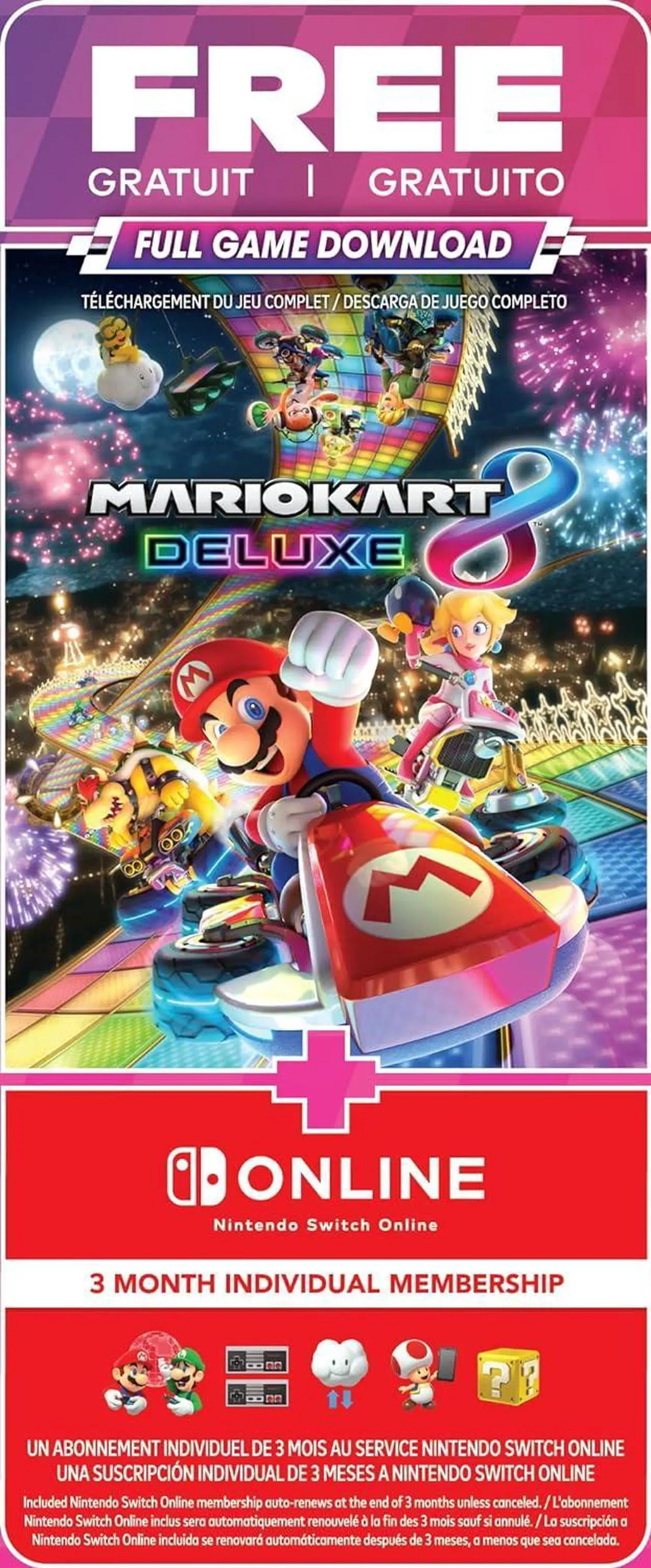 Alt view image 7 of 7 - Nintendo Switch Mario Kart 8 Deluxe Bundle (Full Game Download + 3 Mo. Nintendo Switch Online Membership Included) with Mazepoly Accessories