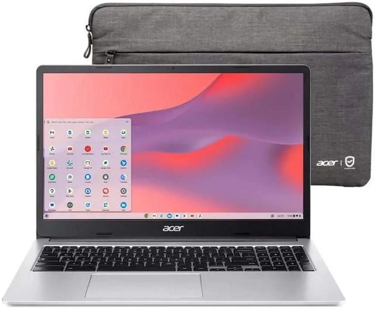 Alt view image 4 of 7 - Acer Chromebook 315 (2023) Laptop, 15.6" FHD IPS Display, Intel Celeron N4500, 4GB RAM, 64GB eMMC, Pure Silver, Chrome OS, Wi-Fi 6, Protective Sleeve Included + Mazepoly Accessories