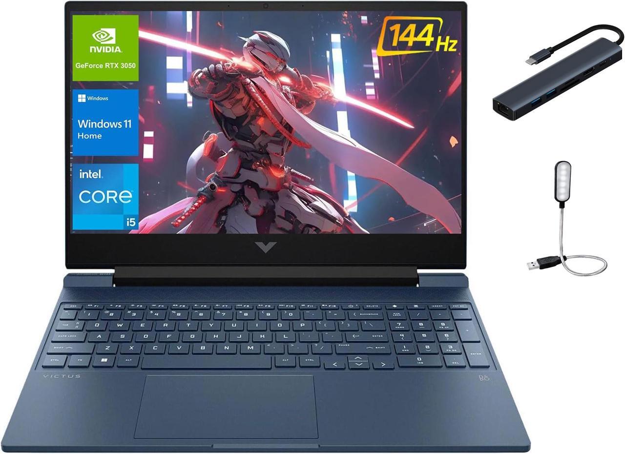 Main image of HP Victus 15.6 inch FHD 144Hz Gaming Laptop, Intel Core i5-12450H, 32GB RAM, 1TB SSD, NVIDIA GeForce RTX 3050, Backlit Keyboard, SD Card Reader, Windows 11 Home, Blue with Mazepoly Accessories