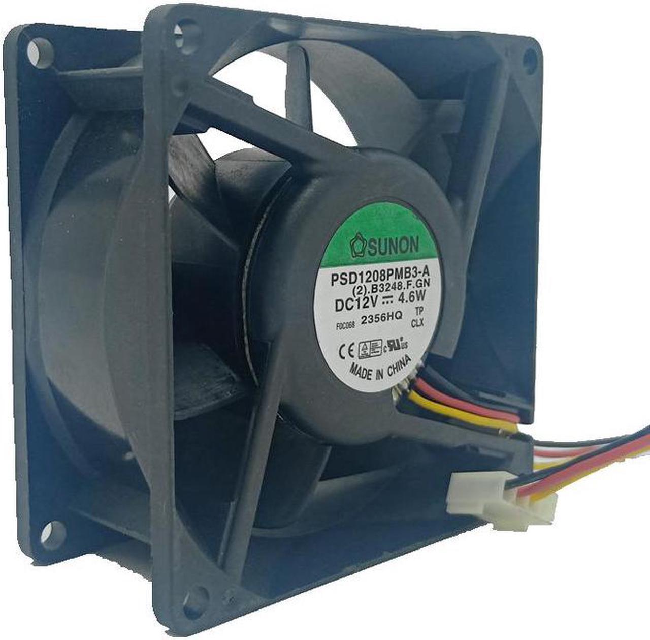 PSD1208PMB3-A For SUNON 8038 12V 3-Wire Server Case Cooling Fan 4600RPM 82.5CFM