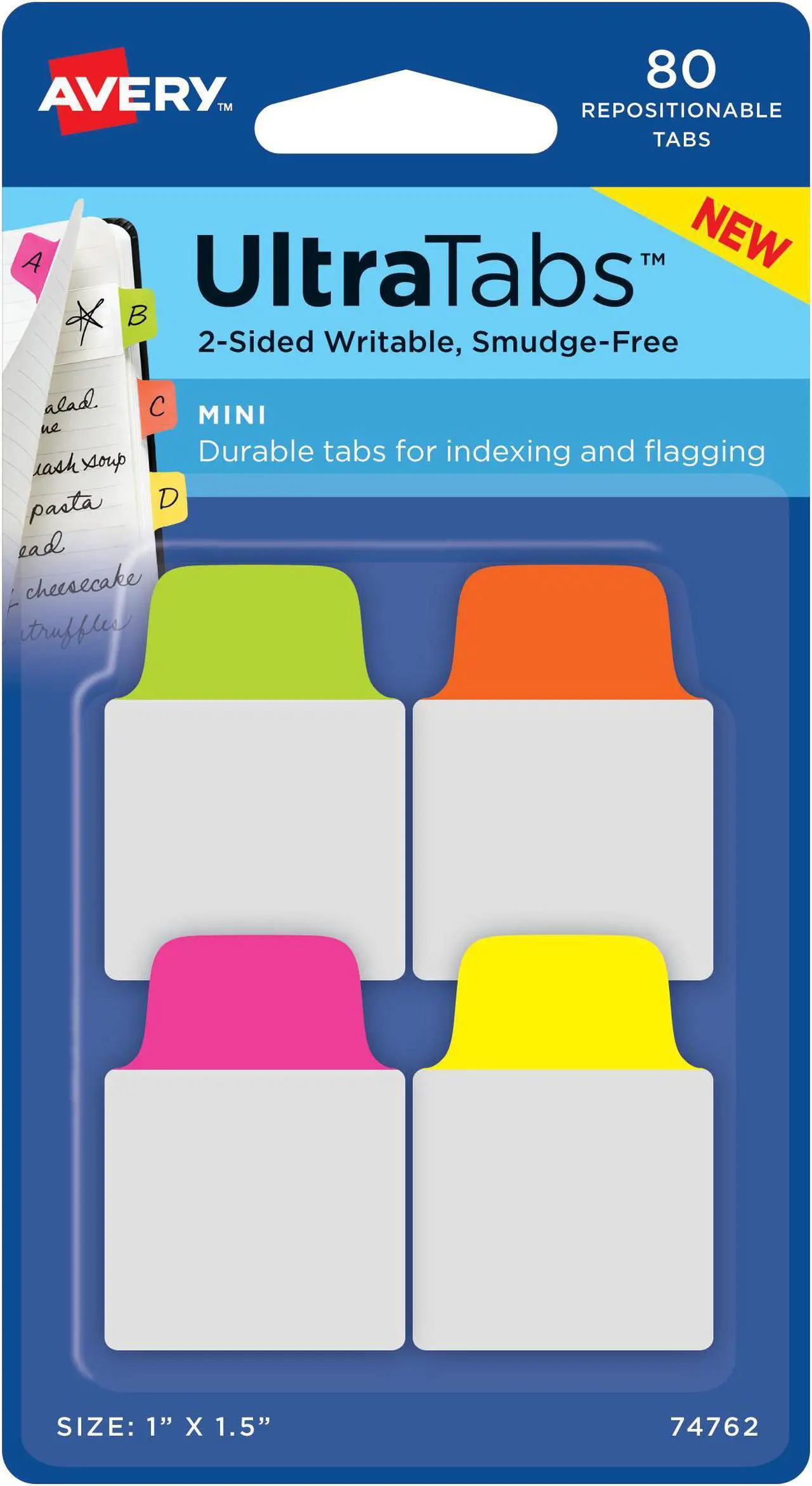 Alt view image 6 of 18 - Ultra Tabs Repositionable Tabs 1 x 1.5 Neon:Green Orange Pink Yellow 80/Pk