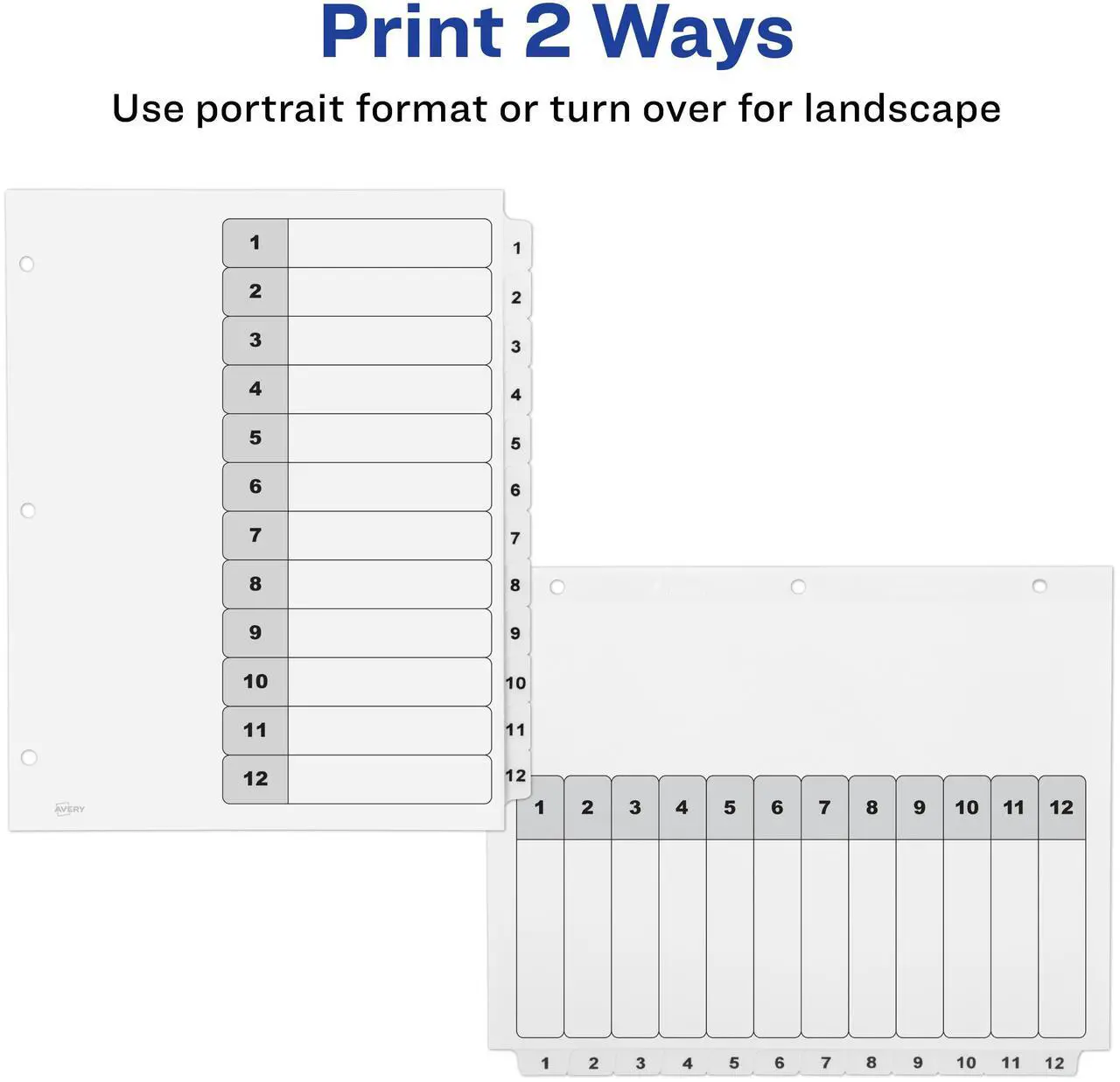 Alt view image 3 of 15 - Avery Ready Index 12 Tab Dividers, Customizable TOC, 6 Sets (11824)
