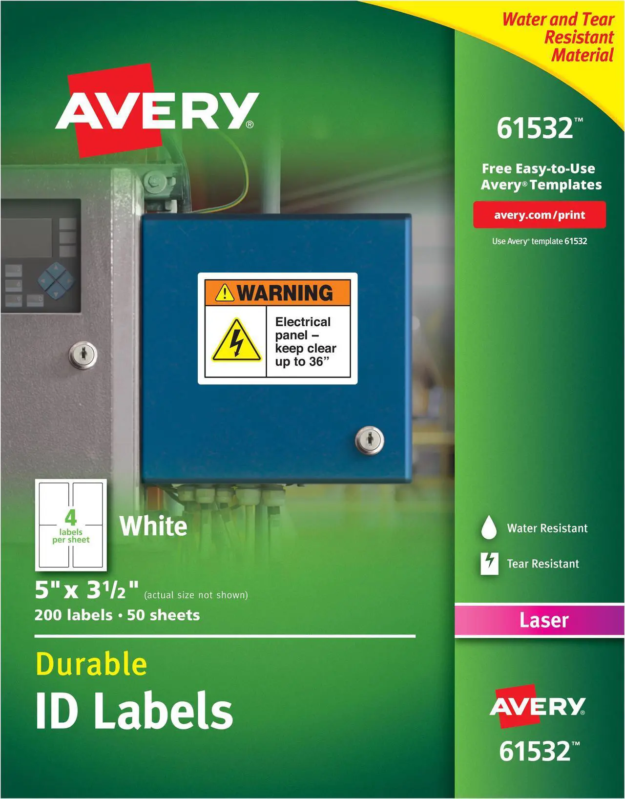Alt view image 9 of 15 - Avery Durable ID Labels, TrueBlock Technology, Permanent Adhesive, 5” x 3-1/2”, 200 Labels (61532)