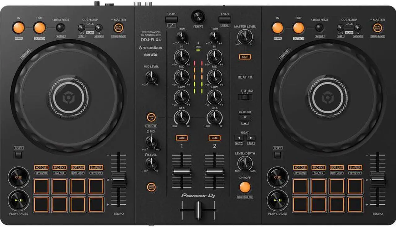 Alt view image 3 of 5 - Pioneer DJ DDJ-FLX4 Portable 2-Channel rekordbox DJ and Serato Controller (Graphite)