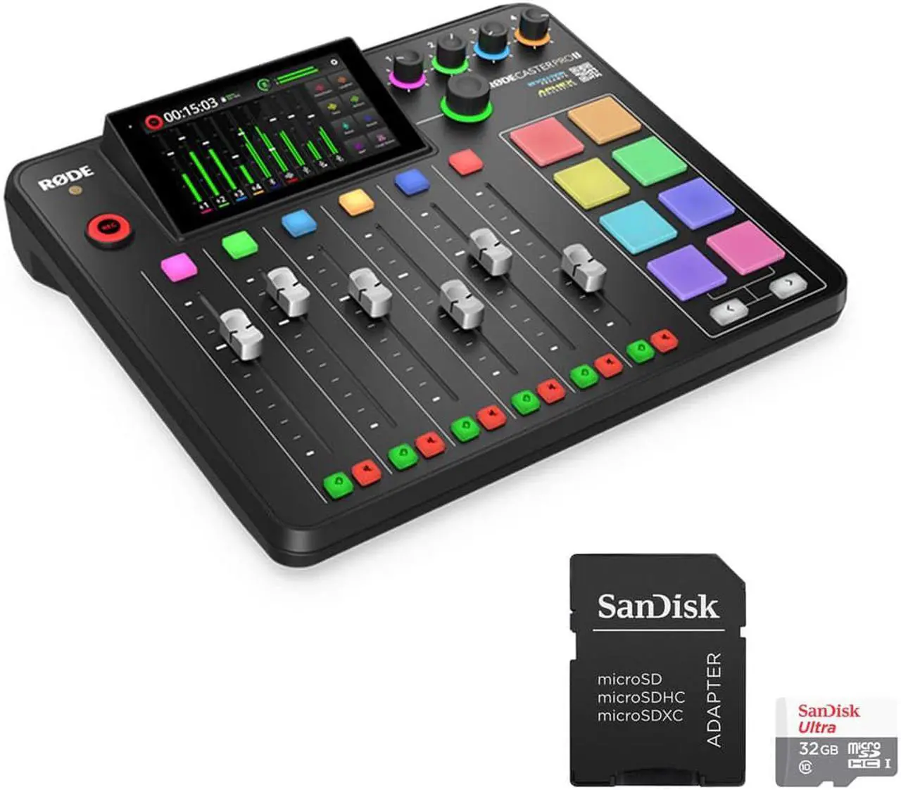 Main image of Rode RODECaster Pro II Integrated Audio Production Console with SanDisk 32GB microSD Card