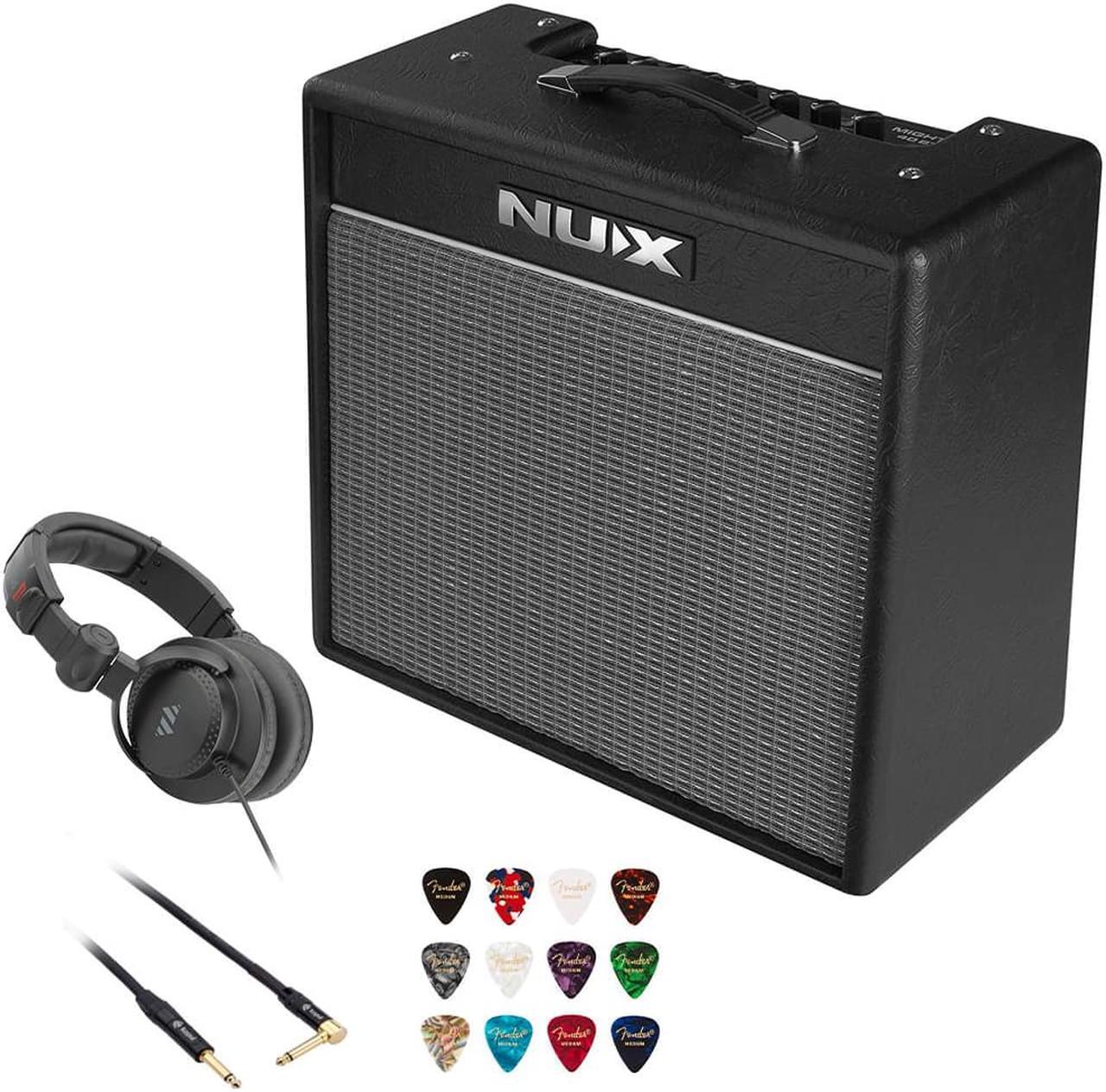 Main image of NuX Mighty 40BT Guitar Amplifier with Bluetooth Bundle with Polsen HPC-A30-MK2 Studio Monitor Headphones, Kopul 10' Instrument Cable, and Fender 12-Pack Picks