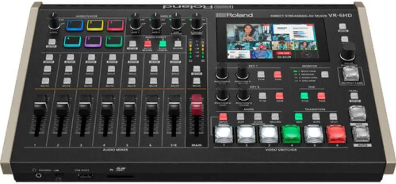 Alt view image 2 of 7 - Roland VR-6HD Direct Streaming AV Mixer | Professional Portable All-In-One Hub for Business Livestreaming | Deep Automation | Video Switching | Audio Mixing | PTZ Camera Control | SDXC Card Recording