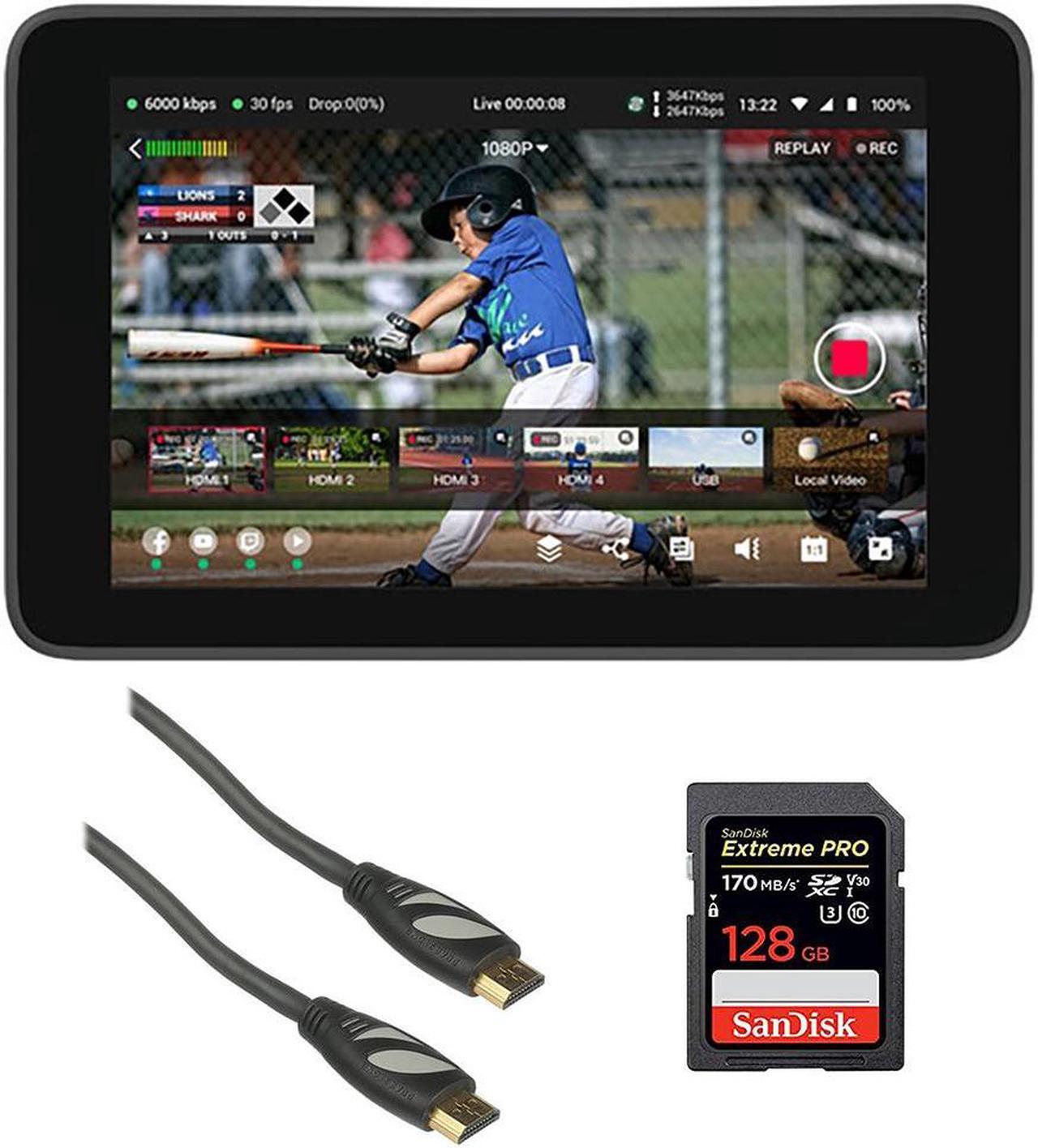 Main image of YoloLiv YoloBox Ultra Portable Multi-Camera Encoder/Switcher/Monitor/Recorder in One Bundle with SanDisk 128GB Memory Card and Pearstone HDMI to HDMI Ethernet Cable