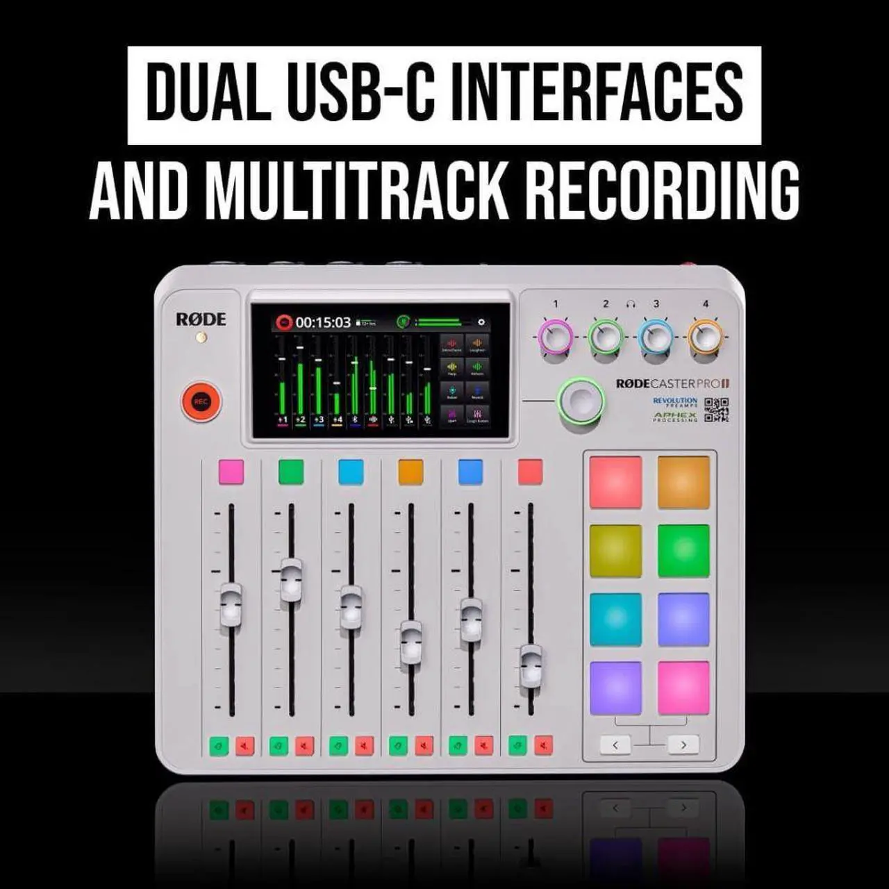 Alt view image 4 of 10 - RODE Microphone RØDECaster Pro II All-in-One Production Solution for Podcasting, Streaming, Music Production and Content Creation (White)