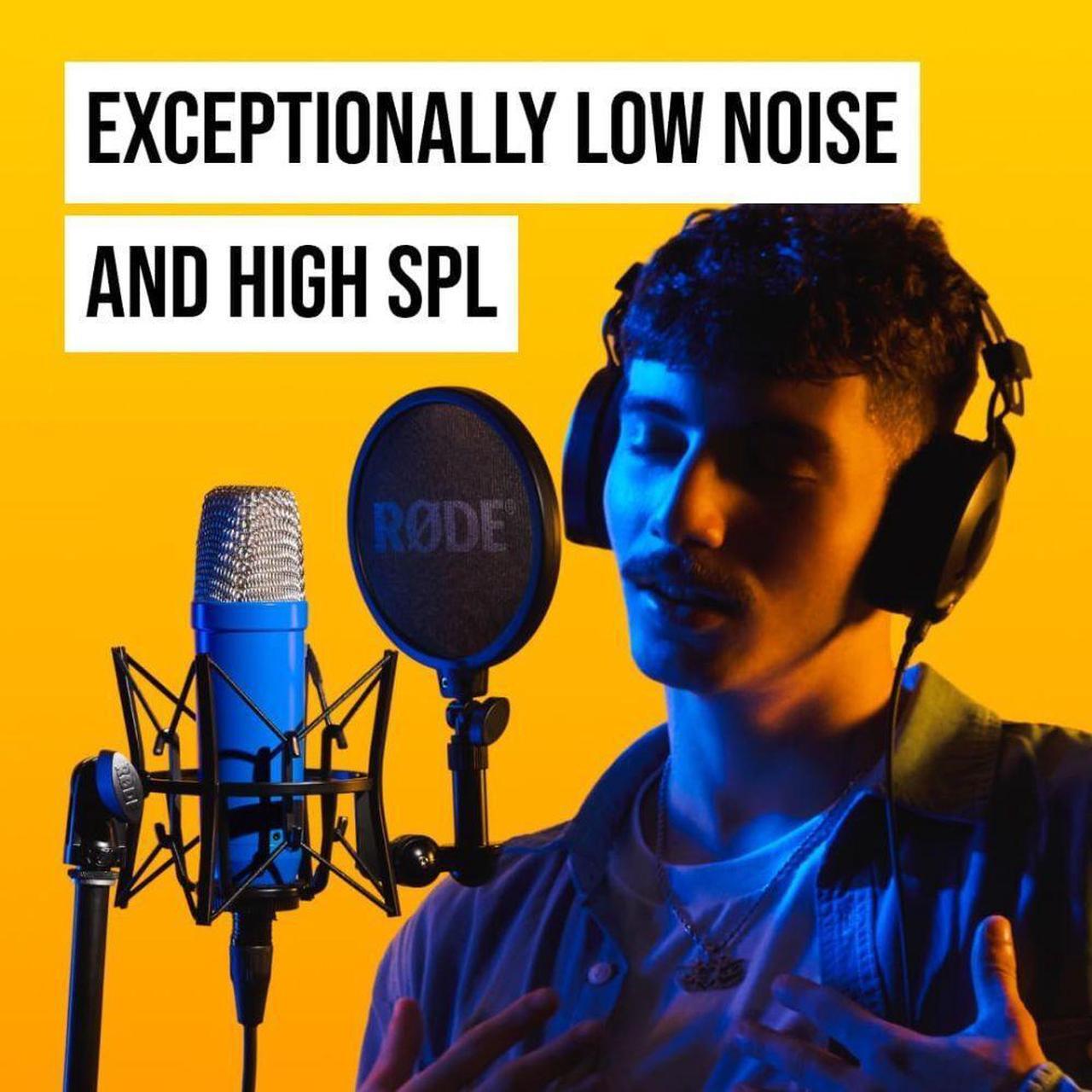 Alt view image 3 of 7 - RODE NT1 Signature Series Large-Diaphragm Condenser Microphone (Cobalt) Bundle with Mic Stand with Fixed Boom