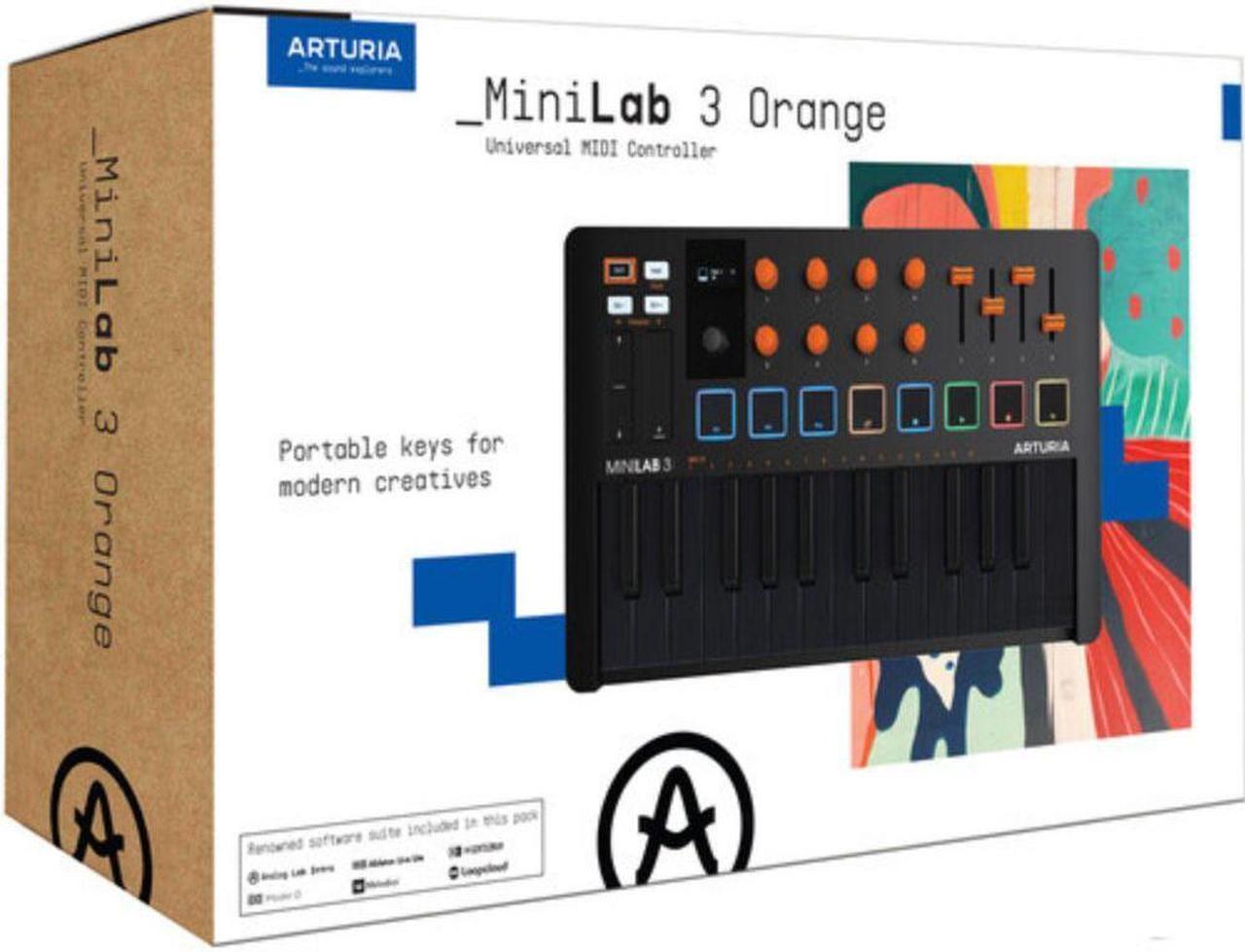 Alt view image 7 of 7 - Arturia MiniLab 3 Orange Compact MIDI Keyboard and Pad Controller (Special Edition Orange and Black)