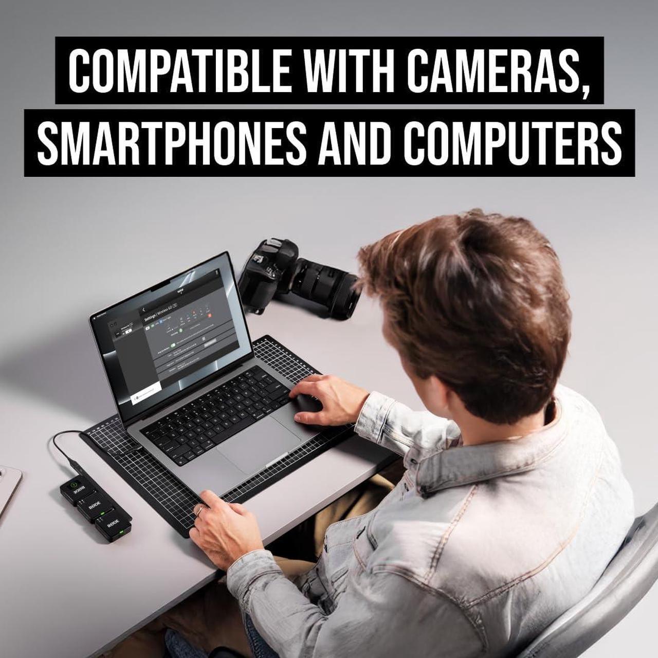 Alt view image 5 of 7 - RODE Wireless GO (Gen 3) 2-Person Compact Digital Wireless Microphone Recorder Black Bundle with Grade Lavalier Lapel Microphone (2 Pack), Kellards Cleaning Cloth