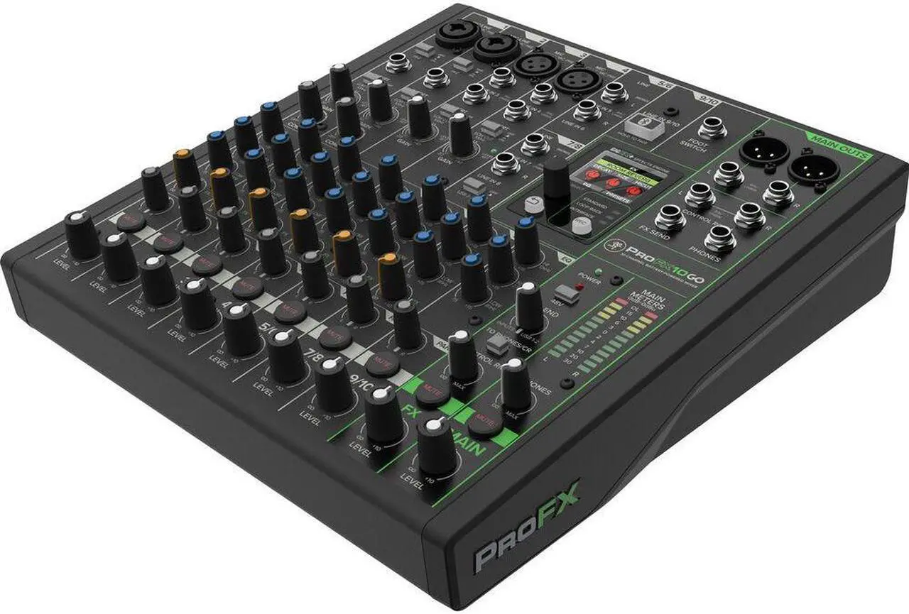 Alt view image 5 of 8 - Mackie ProFX10 GO Battery-Powered 10-Channel Analog Audio Mixer With Bluetooth, USB-C Recording Modes, GigFX+ Effects, Onyx Preamps, EQ, Compression, Up to 8 Hours Battery Life