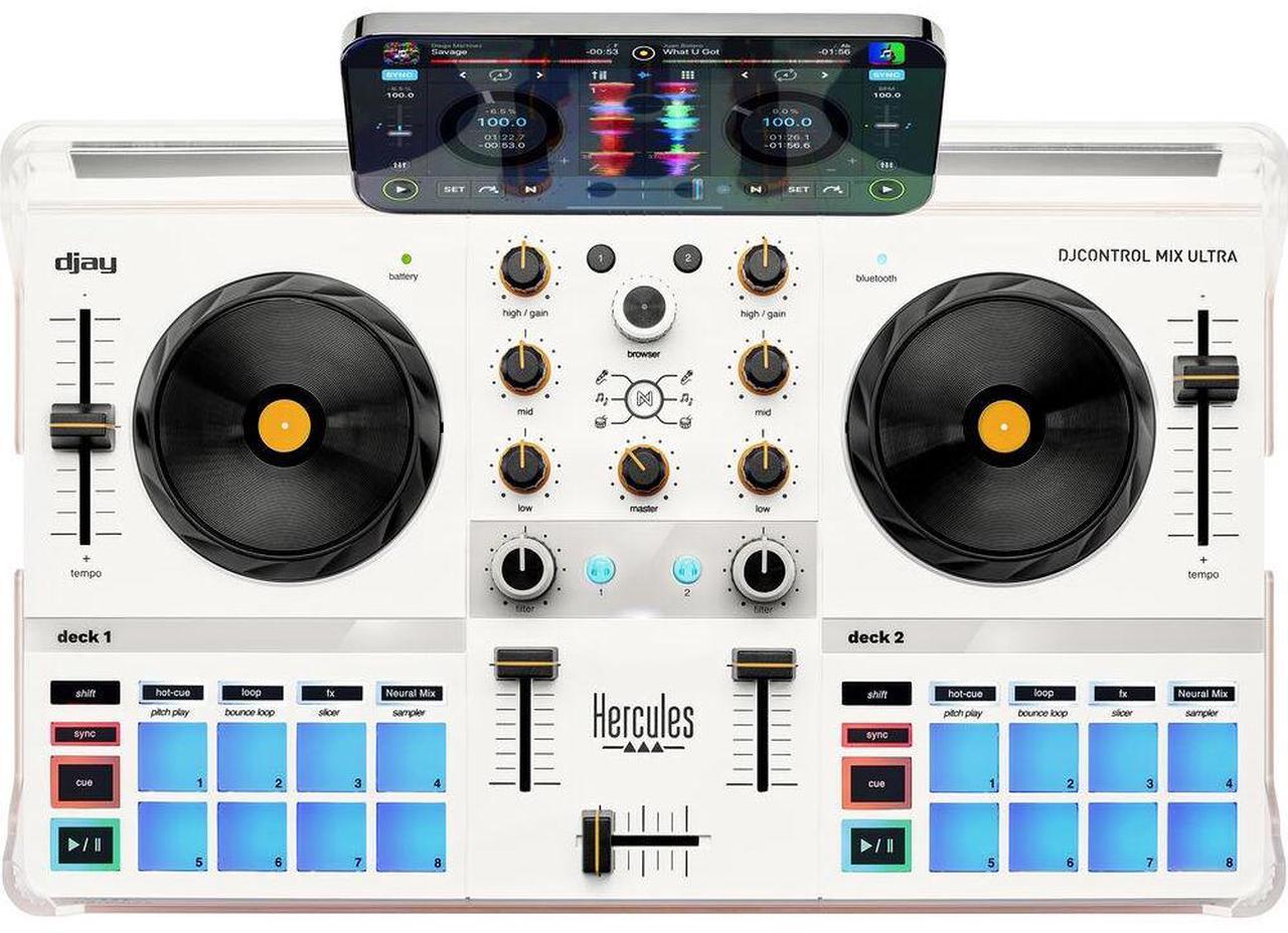 Alt view image 4 of 14 - Hercules DJControl Mix Ultra DJ Controller with Protective Cover