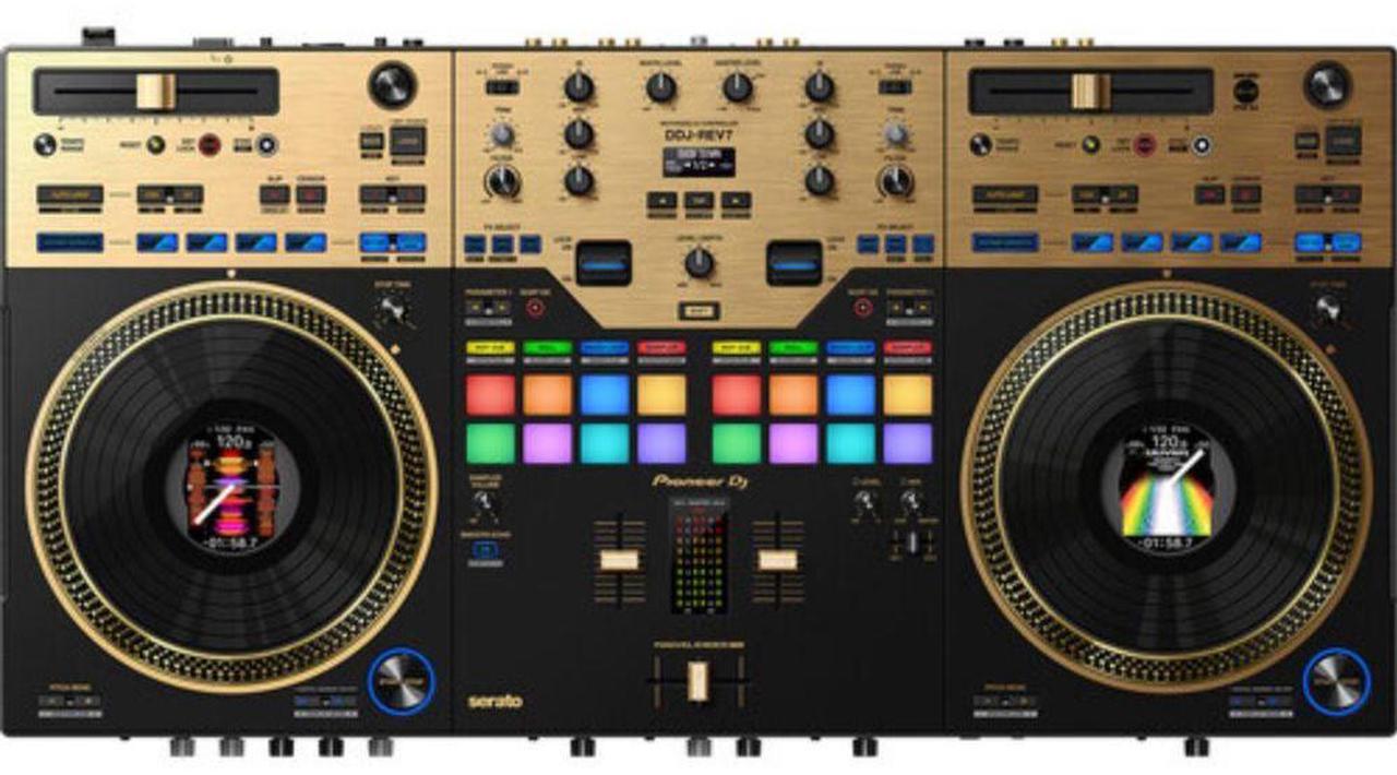 Main image of Pioneer DJ DDJ-REV7 2-Channel rekordbox and Serato DJ Pro Controller with Motorized Jog Wheels (Limited Edition Gold)