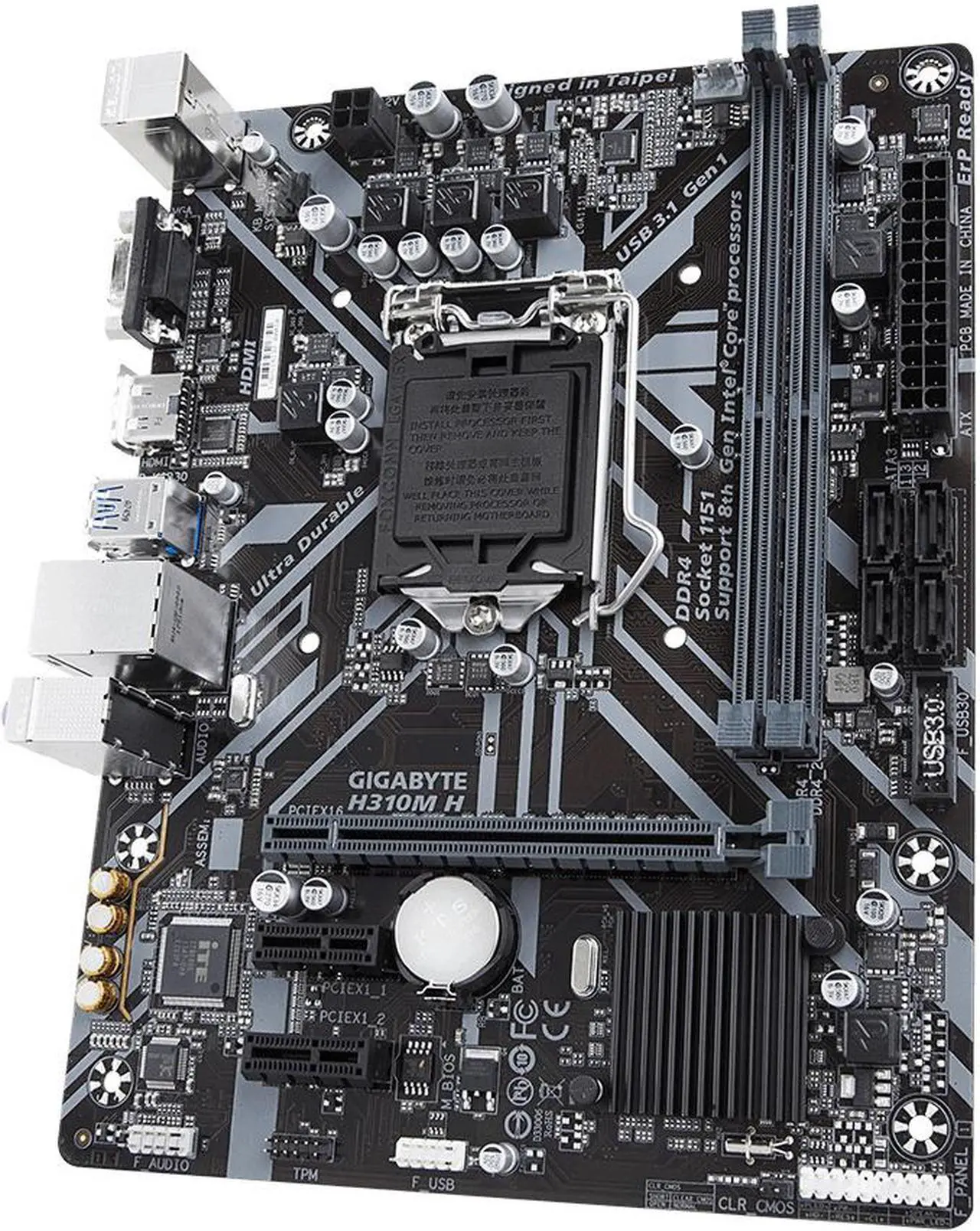 Alt view image 3 of 4 - GIGABYTE H310M H LGA 1151 (300 Series) Intel H310 HDMI SATA 6Gb/s USB 3.1 Micro ATX Intel Motherboard
