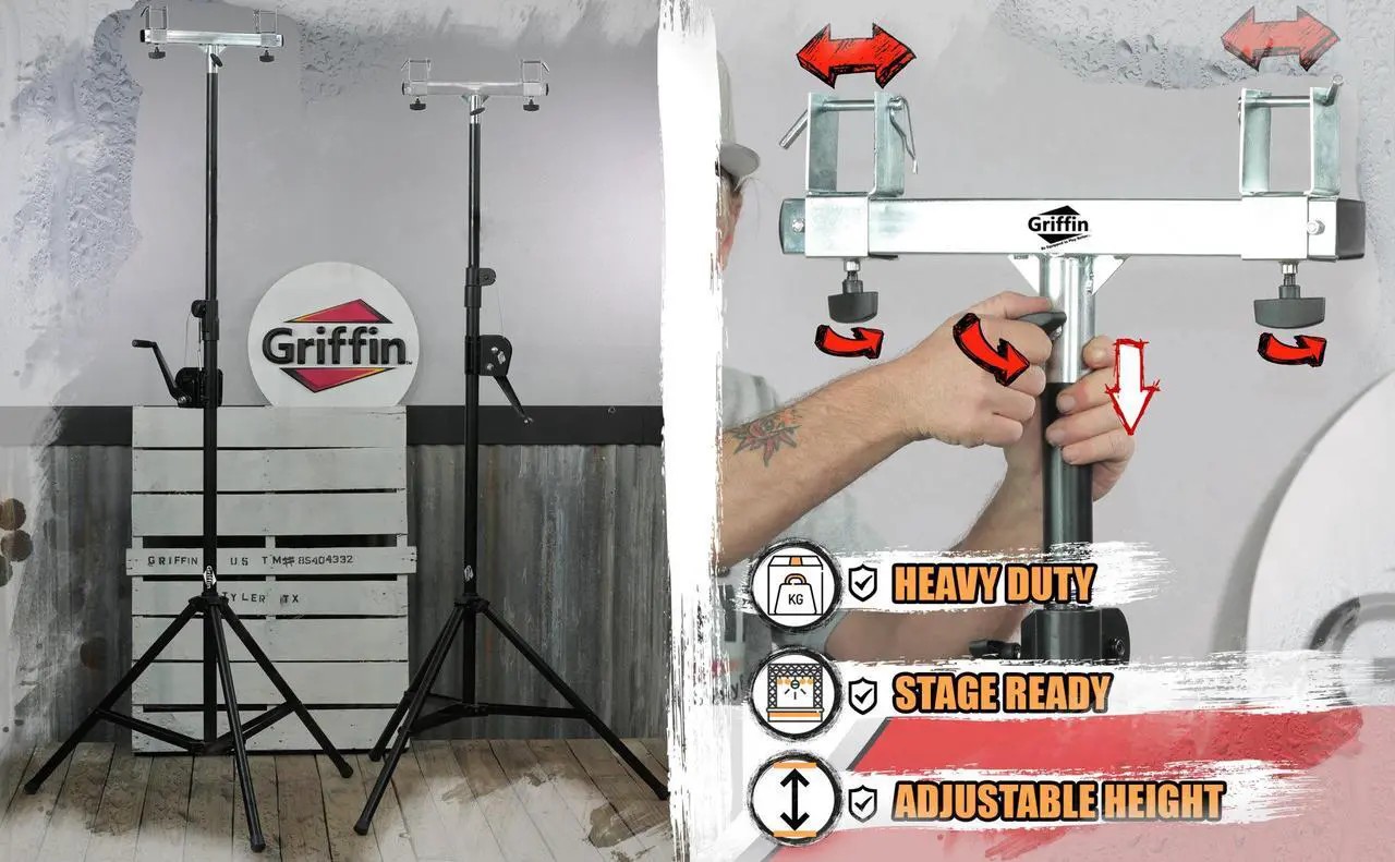 Alt view image 7 of 7 - Light Trussing Stands by GRIFFIN | T Adapter DJ Booth Kit & Truss System for Lighting Cans & Speakers | Pro-Audio Stage Platform Hardware Mounting Package | PA Equipment Gear Holder | Live Music Gigs