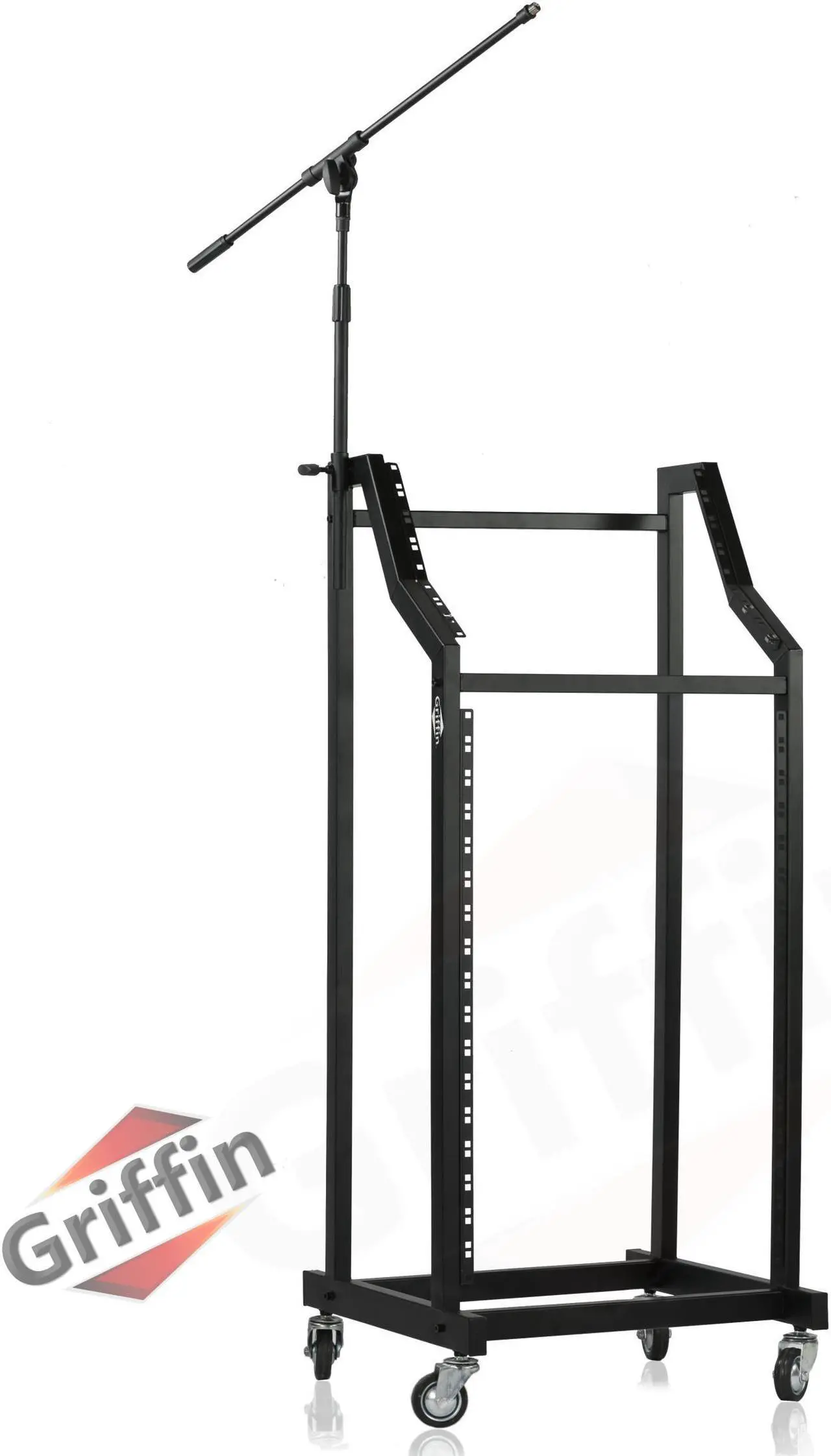 Main image of GRIFFIN Rack Mount Cart Stand & Top Mixer Platform 25U | Rolling Music Studio Booth Case Holder | Pro Audio Recording Cabinet Mount Rails | Sound Stage Equipment DJ Gear Display for Amplifier, Effects