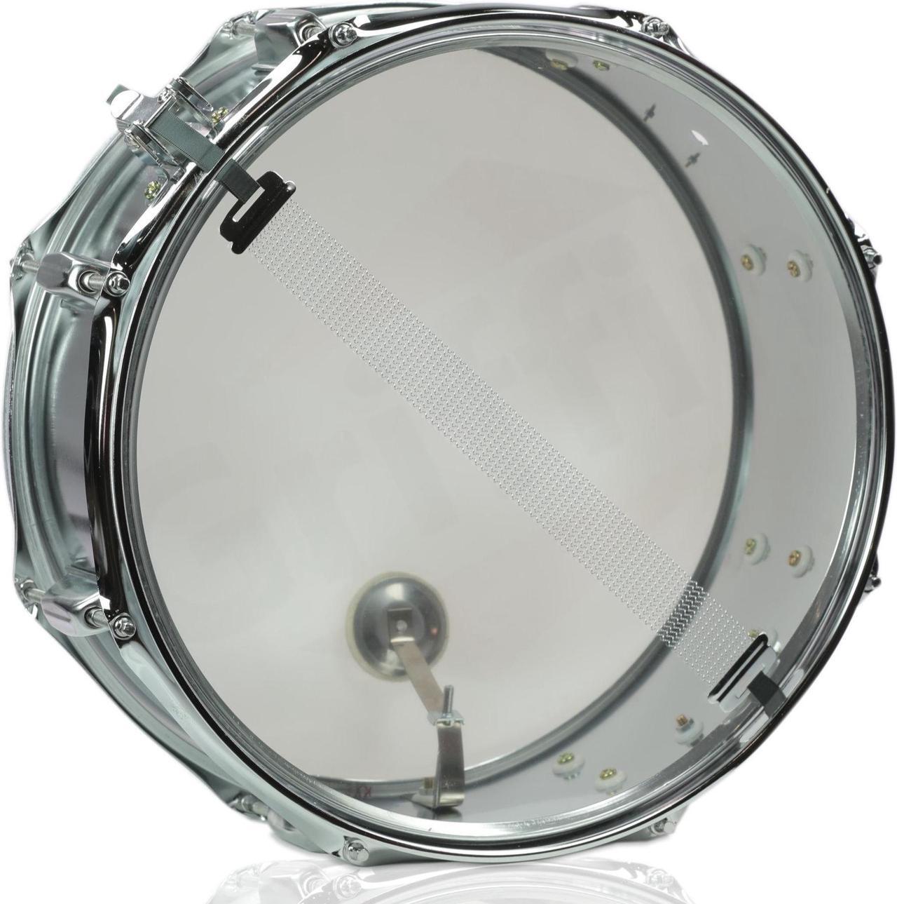 Alt view image 4 of 7 - Metal Snare Drum by GRIFFIN | 14" x 5.5" inch Steel Chrome Shell | 8 Tuning Lugs & Snare Throw Off Strainer Set | Musical Instrument Kit & Drummers Key | Marching Percussion Hardware & Drum White Head