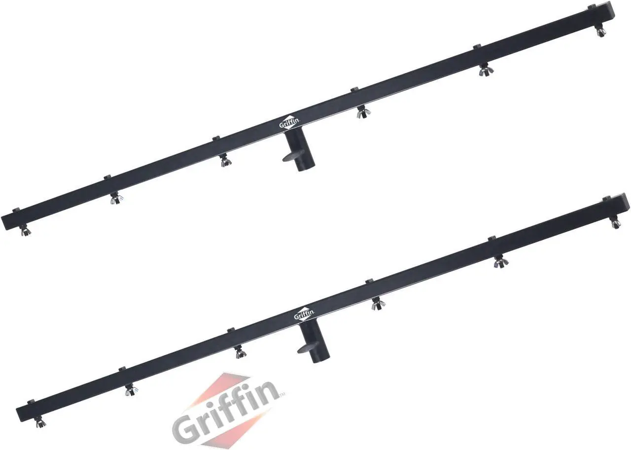 Main image of T-Bar Support for DJ Light Tripod Stands (2 Pack) | GRIFFIN Cross Bar Mount for Stage Lighting Truss System with 12 Hanging Bolts | 5FT Horizontal Trussing Kit for Can Lights & Music Equipment Package