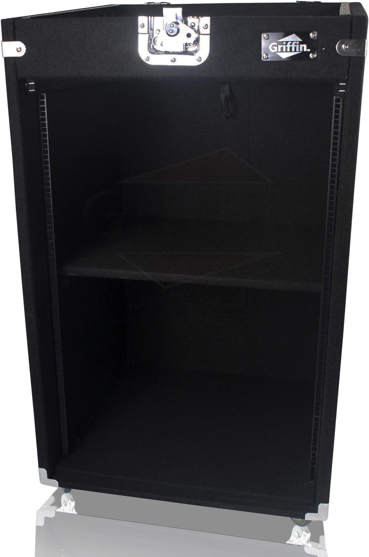 Alt view image 5 of 6 - Ultimate Rackmount Studio Mixer Flight Road Case By GRIFFIN | 25U Mount Space Pro-Audio Amp Cabinet Travel Trunk For Music Gear Recording Equipment | Portable DJ Sound Booth Rack Stand Carpet PA Cart
