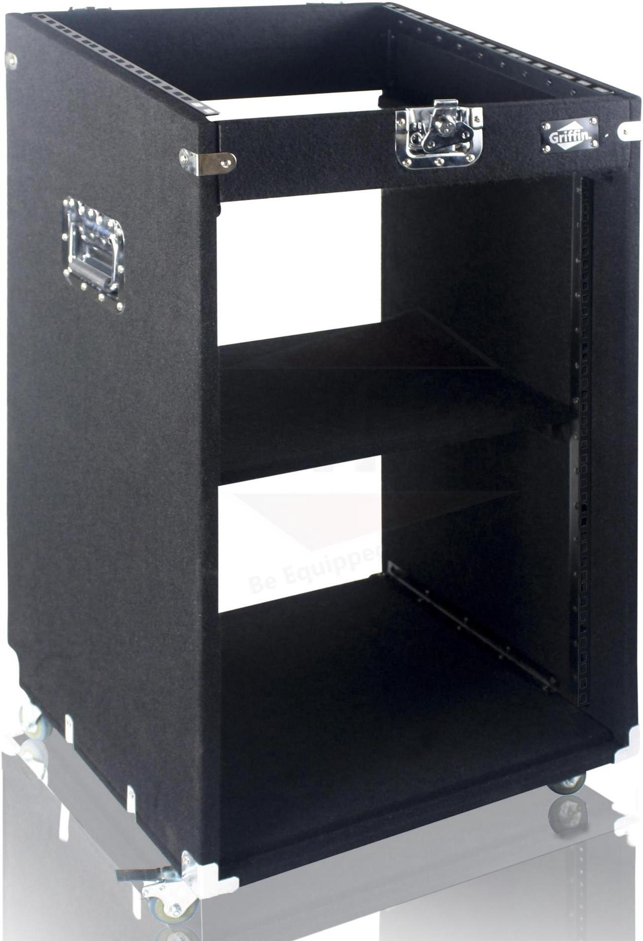 Alt view image 6 of 6 - Ultimate Rackmount Studio Mixer Flight Road Case By GRIFFIN | 25U Mount Space Pro-Audio Amp Cabinet Travel Trunk For Music Gear Recording Equipment | Portable DJ Sound Booth Rack Stand Carpet PA Cart