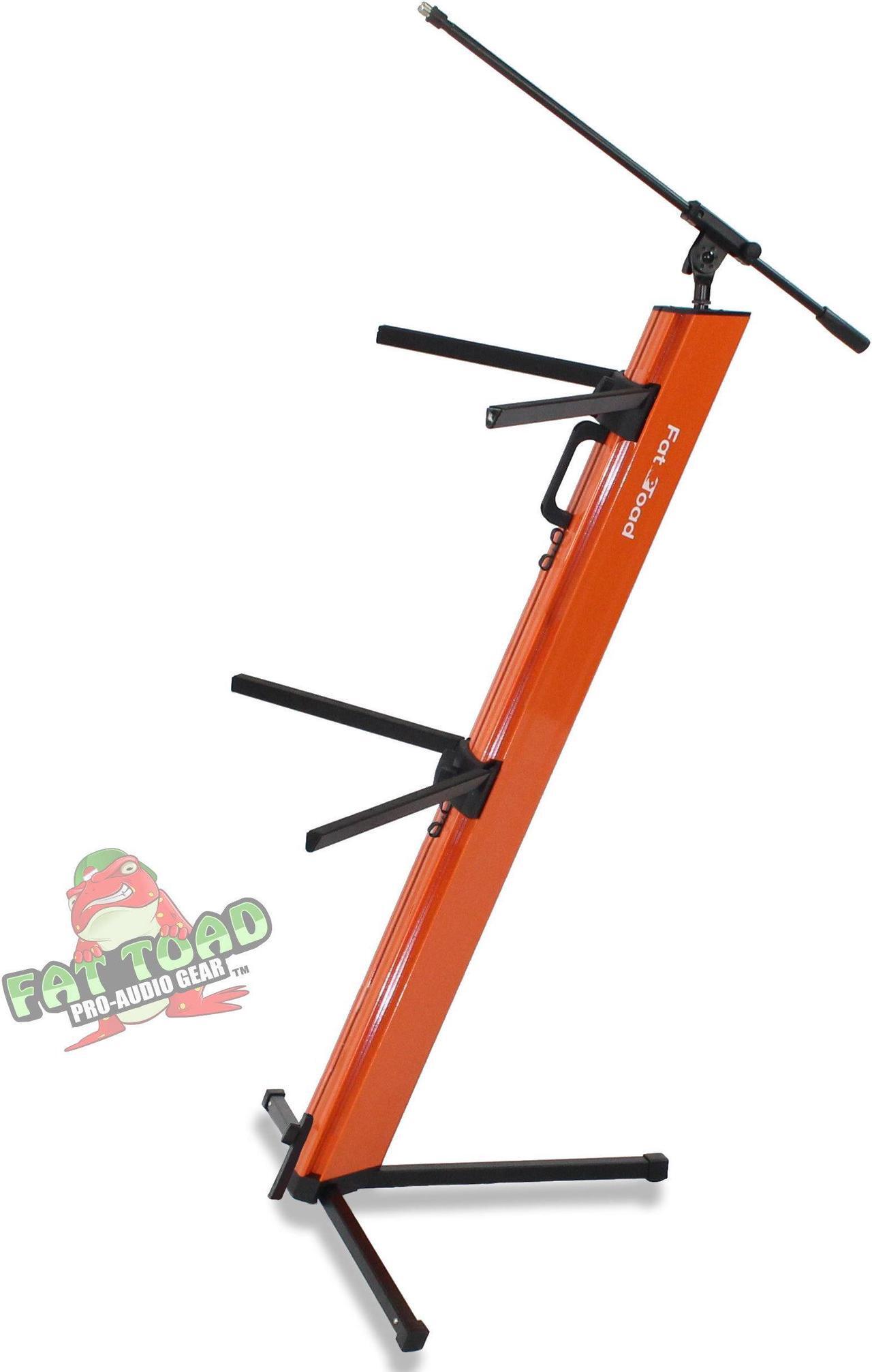 Main image of FAT TOAD Professional 2-Tier Column Keyboard Stand with Mic Boom Arm Adapter | Double Sliding Electronic Piano Tower Mount Platform | Holder for Digital Turntable, DJ Audio Gear, Studio Synthesizer