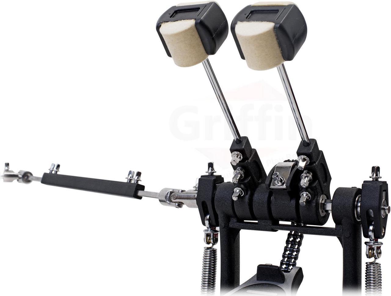 Alt view image 2 of 7 - Deluxe Double Kick Drum Pedal for Bass Drum by GRIFFIN | Twin Set Foot Pedal | Quad Sided Beater Heads | Dual Pedal Two Chain Drive Percussion Hardware | Impressive Response for Metal & Rock Drummers