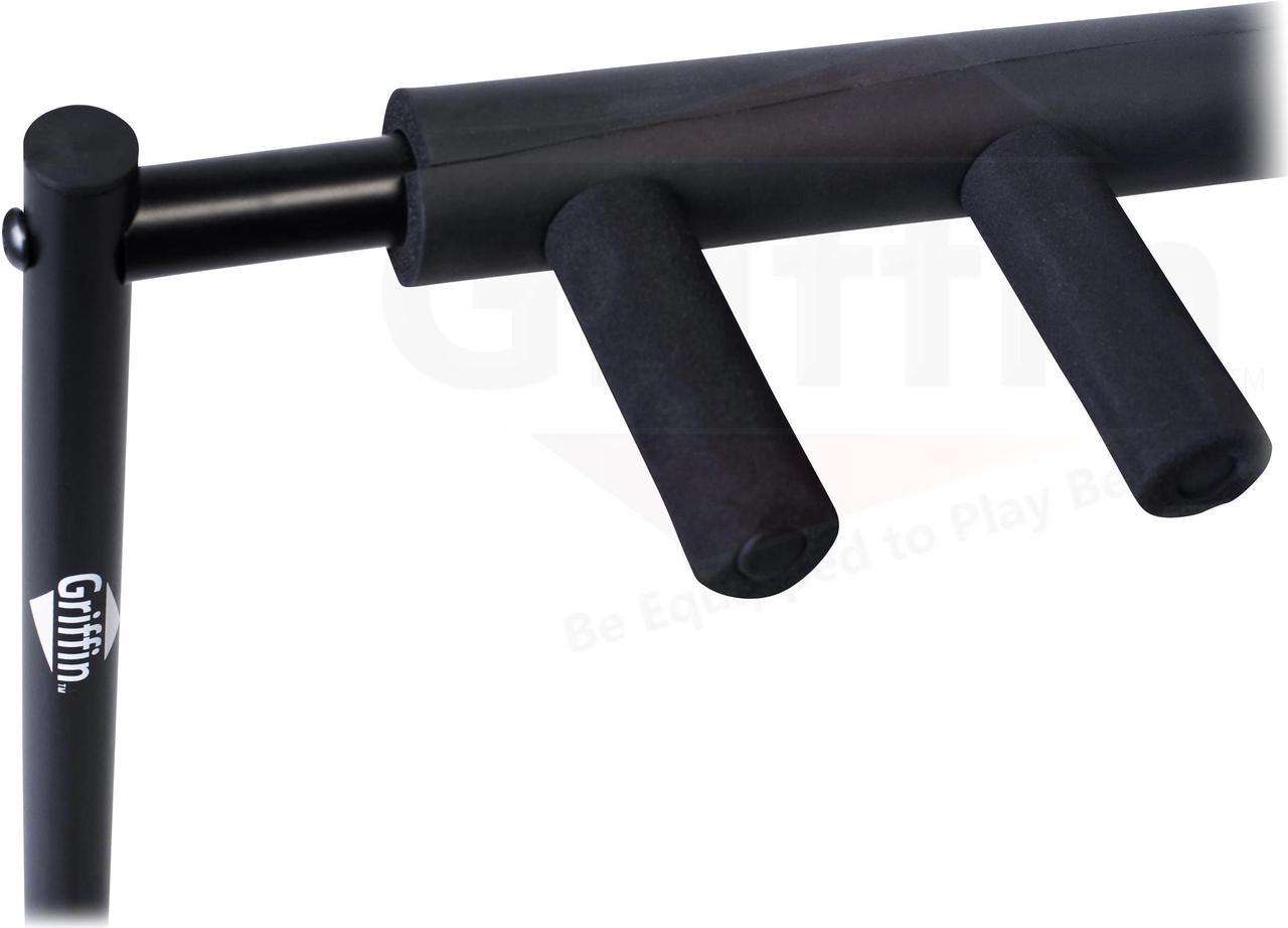 Alt view image 3 of 7 - Five Guitar Rack Stand by GRIFFIN | Holder for 5 Guitars & Folds Up For Easy Transport | Neoprene Tubing Accessories | Ideal For Music Bands, Recording Studios, Schools, Stage Performers & Artists