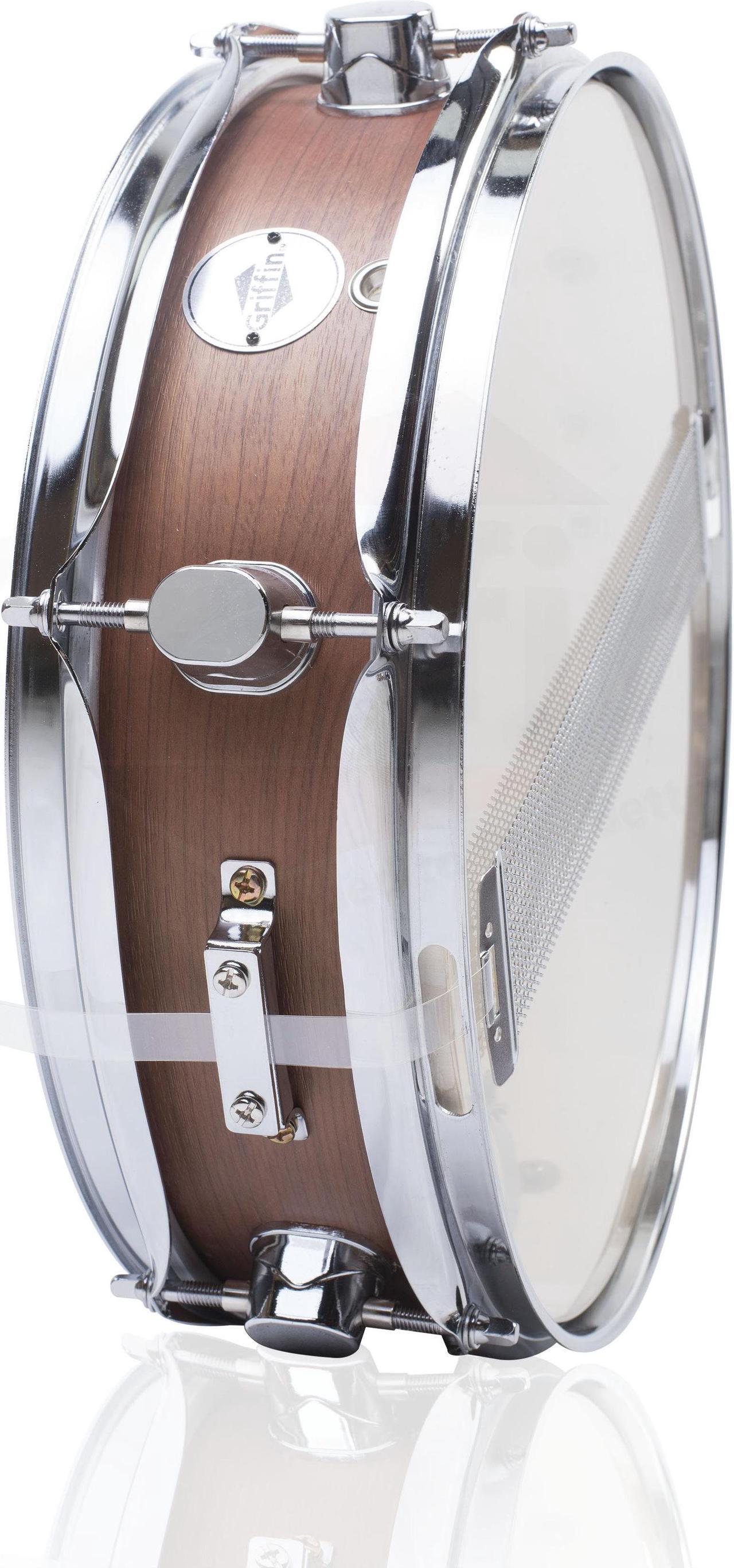 Alt view image 4 of 7 - Piccolo Snare Drum 13" x 3.5" by GRIFFIN | 100% Poplar Wood Shell with Black Hickory Finish & Coated Drum Head | Drummers Acoustic Marching Kit Percussion Instrument with Snare Strainer Throw Off Set