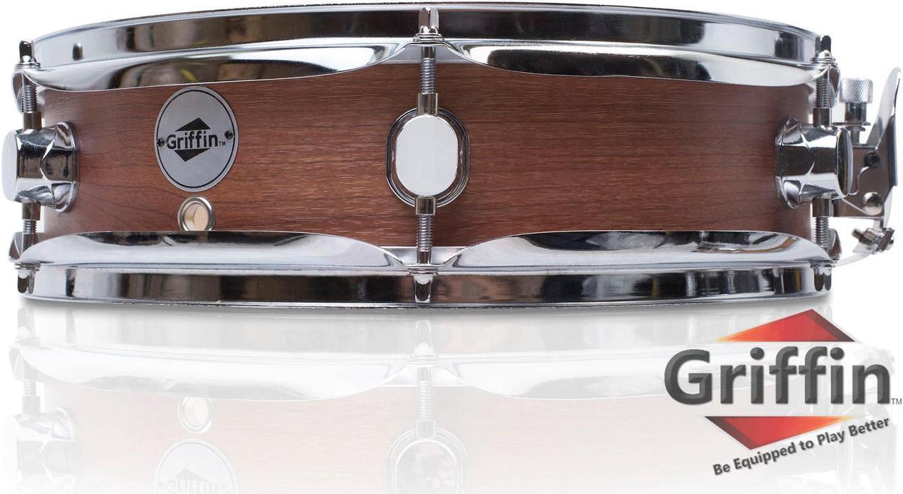 Main image of Piccolo Snare Drum 13" x 3.5" by GRIFFIN | 100% Poplar Wood Shell with Black Hickory Finish & Coated Drum Head | Drummers Acoustic Marching Kit Percussion Instrument with Snare Strainer Throw Off Set
