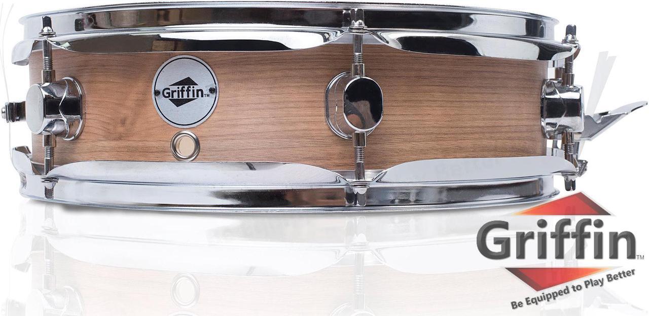 Main image of Piccolo Snare Drum 13" x 3.5" by GRIFFIN | 100% Poplar Shell with Oak Wood Finish & Coated Drum Head | Professional Marching Drummers Deluxe Percussion Instrument with Bright Tone & Brilliant Attack