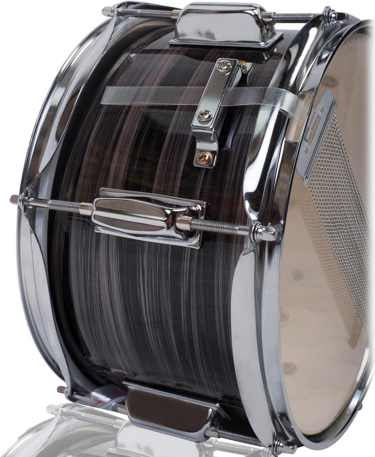 Alt view image 3 of 7 - Popcorn Snare Drum by GRIFFIN | Firecracker Acoustic 10" x 6" Poplar Shell with Zebra Wood PVC | Soprano Mini Concert Marching Percussion Musical Instrument with Snare Throw Off, Drummers Key & Head