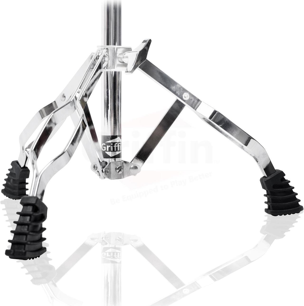 Alt view image 4 of 7 - Snare Drum Stand by GRIFFIN | Deluxe Percussion Hardware Base Kit | Double Braced, Light Weight Mount for Standard Snares, Tom Drums & Practice Pad | Slip-Proof Gear Tilter & Clamp Style Basket Holder