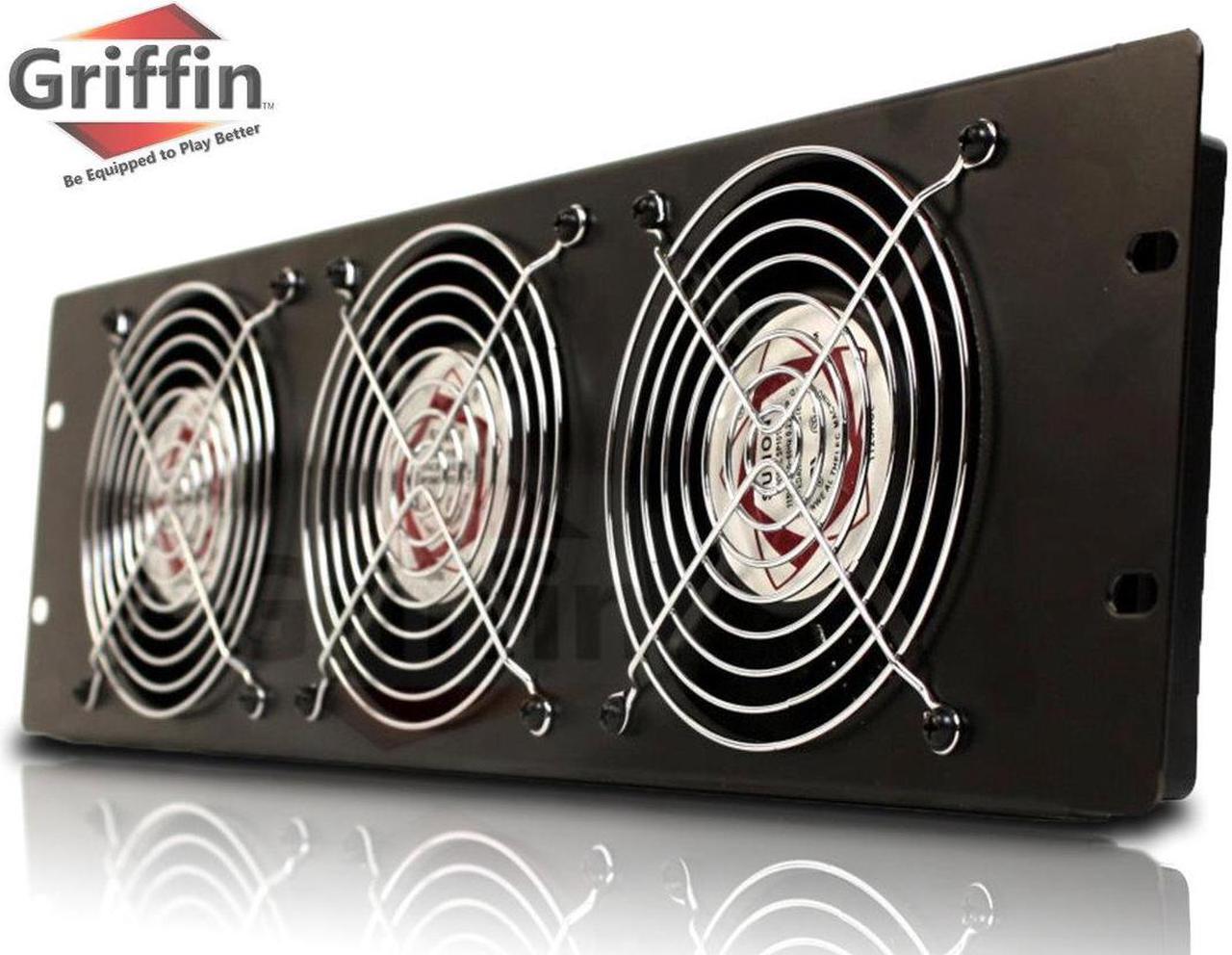 Alt view image 2 of 7 - 2 PACK - Rackmount Cooling Fan by Griffin | 3U Ultra-Quiet Triple Exhaust Fans, Keep Studio Audio Equipment Gear Cool | Rack Mount on Network IT System Server Rails | Temperature Control Panel Cabinet