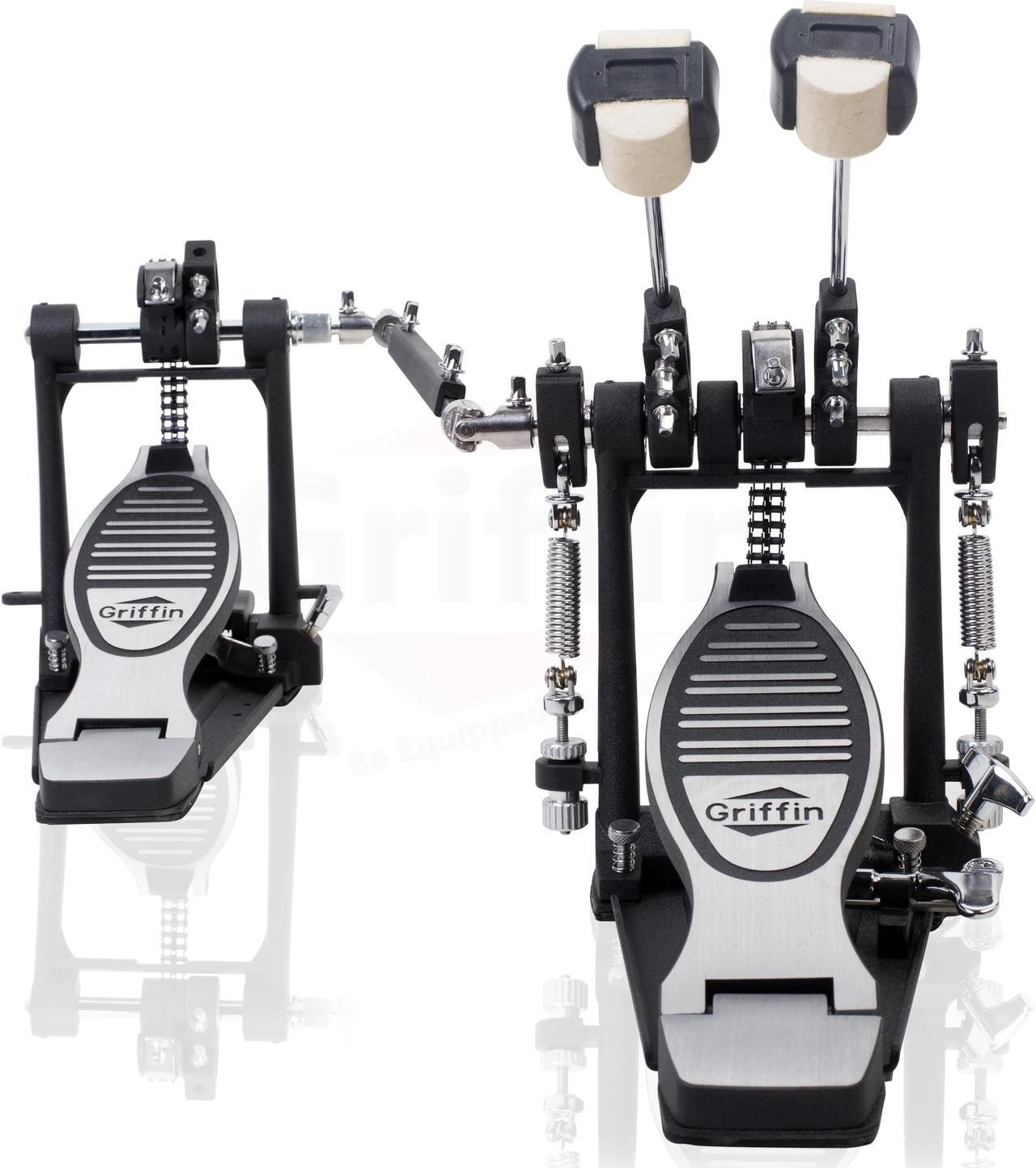 Alt view image 6 of 7 - Deluxe Double Kick Drum Pedal for Bass Drum by GRIFFIN | Twin Set Foot Pedal | Quad Sided Beater Heads | Dual Pedal Two Chain Drive Percussion Hardware | Impressive Response for Metal & Rock Drummers