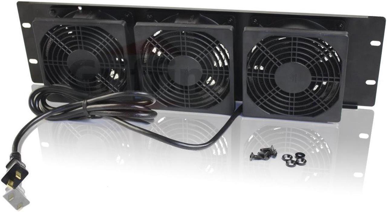 Alt view image 3 of 7 - 2 PACK - Rackmount Cooling Fan by Griffin | 3U Ultra-Quiet Triple Exhaust Fans, Keep Studio Audio Equipment Gear Cool | Rack Mount on Network IT System Server Rails | Temperature Control Panel Cabinet