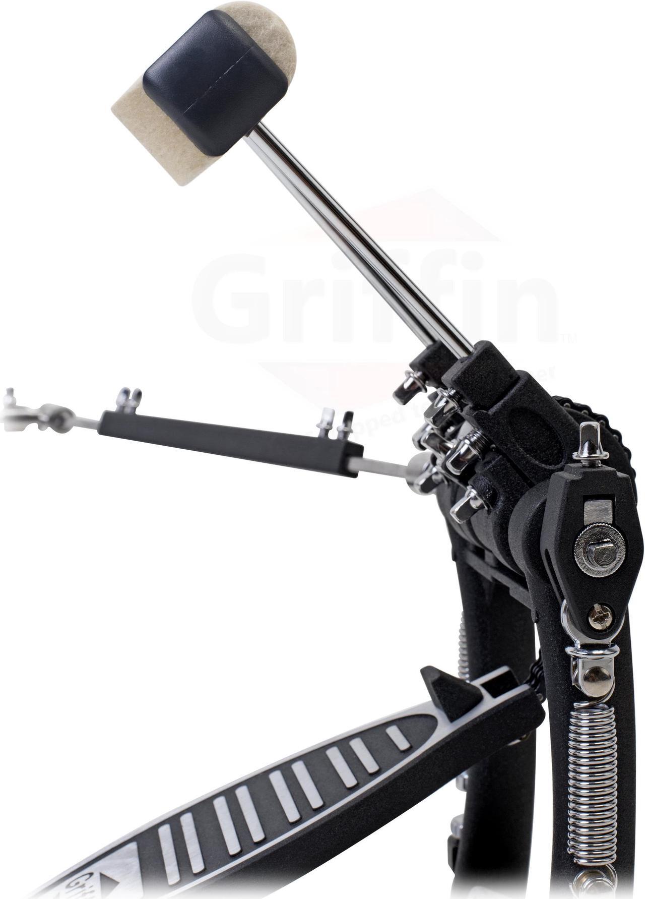 Alt view image 7 of 7 - Deluxe Double Kick Drum Pedal for Bass Drum by GRIFFIN | Twin Set Foot Pedal | Quad Sided Beater Heads | Dual Pedal Two Chain Drive Percussion Hardware | Impressive Response for Metal & Rock Drummers