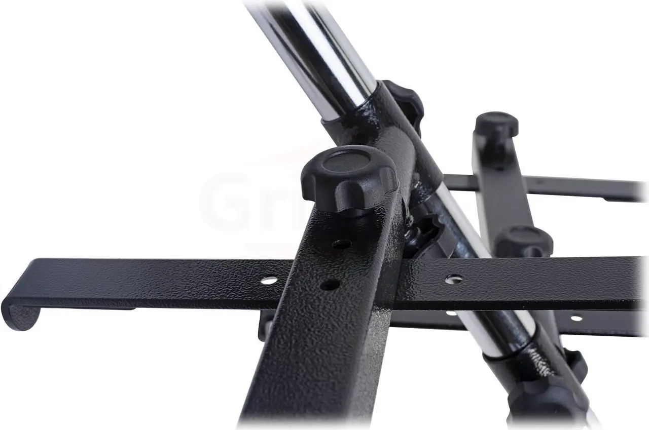Alt view image 6 of 8 - Double DJ Laptop Stand by FAT TOAD | 2 Tier PC Table Holder | Portable Computer Clamp Equipment Rack with Duel Mounts for Music Studio Mixers, Controllers, Monitors, CD Player & Disc Jockey Booth Gear