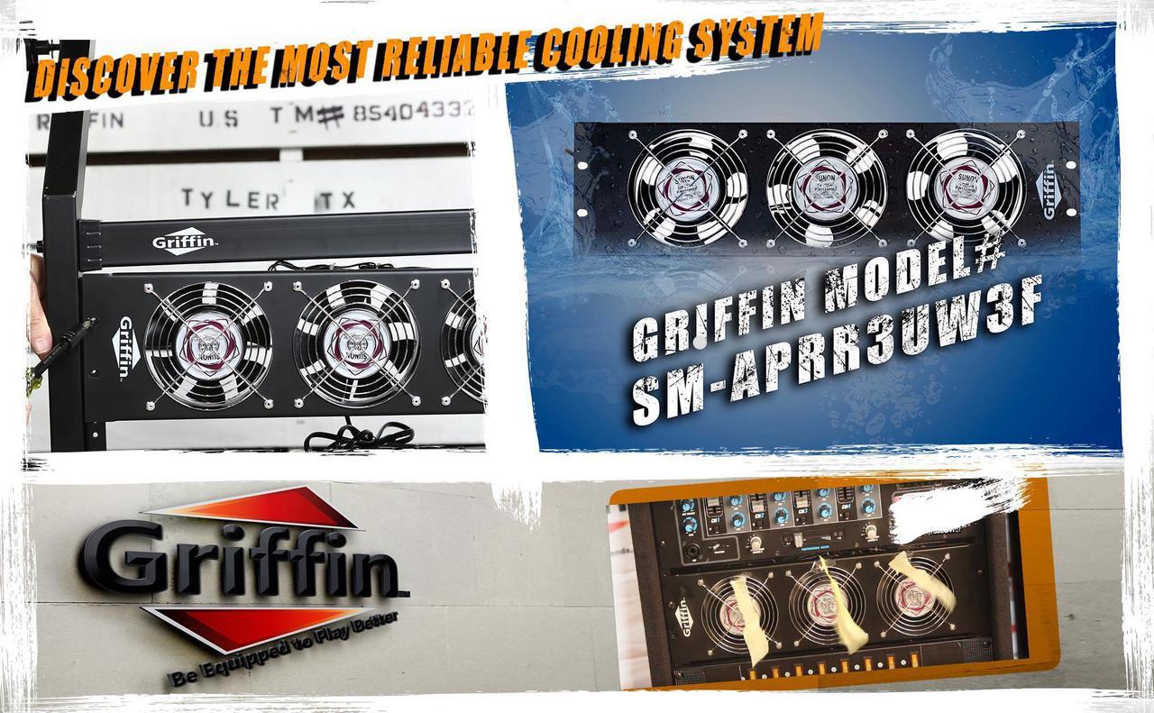 Alt view image 7 of 7 - 2 PACK - Rackmount Cooling Fan by Griffin | 3U Ultra-Quiet Triple Exhaust Fans, Keep Studio Audio Equipment Gear Cool | Rack Mount on Network IT System Server Rails | Temperature Control Panel Cabinet