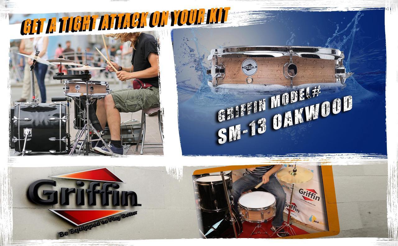 Alt view image 4 of 7 - Piccolo Snare Drum 13" x 3.5" by GRIFFIN | 100% Poplar Shell with Oak Wood Finish & Coated Drum Head | Professional Marching Drummers Deluxe Percussion Instrument with Bright Tone & Brilliant Attack