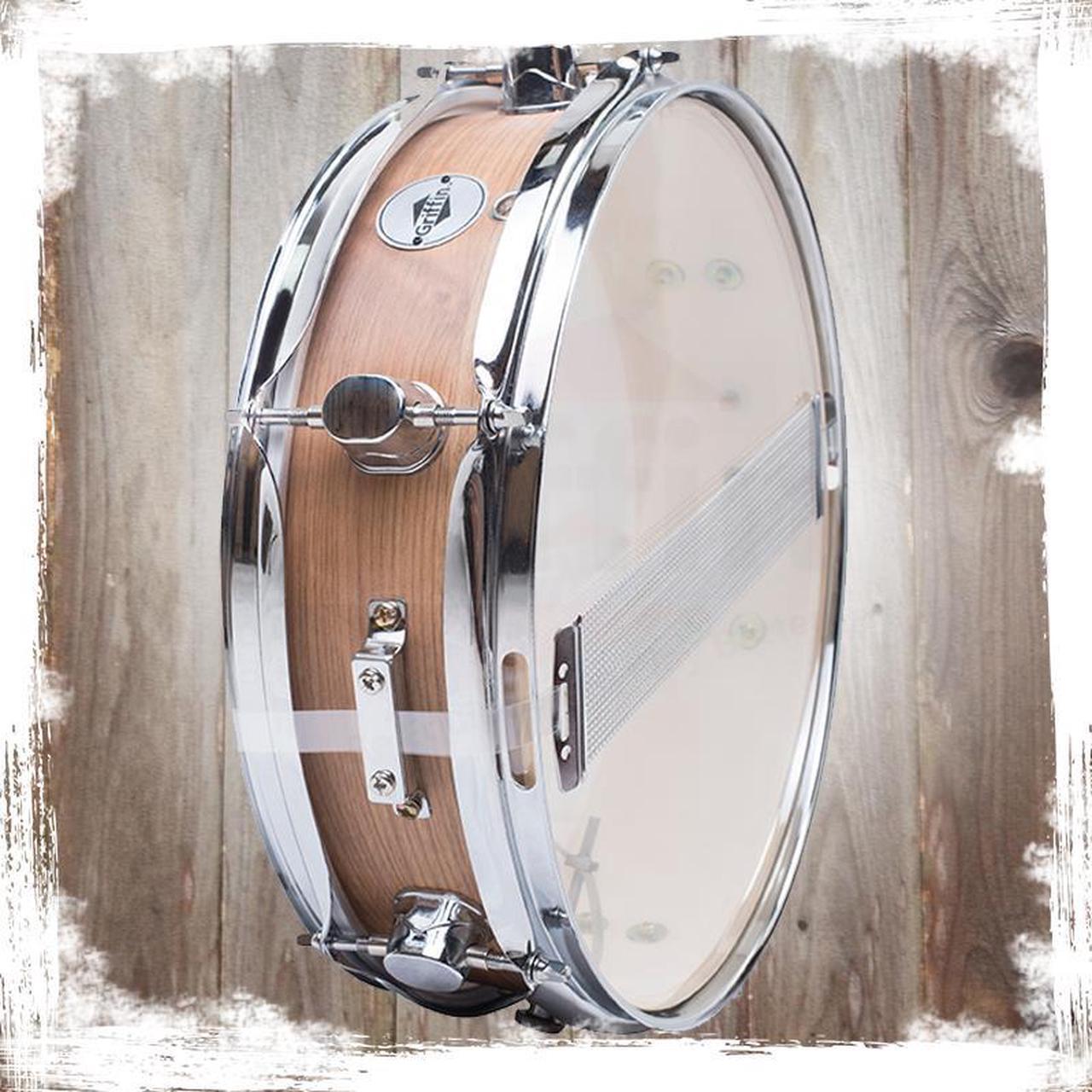 Alt view image 6 of 7 - Piccolo Snare Drum 13" x 3.5" by GRIFFIN | 100% Poplar Shell with Oak Wood Finish & Coated Drum Head | Professional Marching Drummers Deluxe Percussion Instrument with Bright Tone & Brilliant Attack