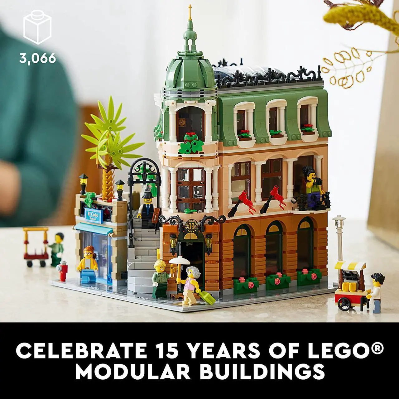 Alt view image 4 of 7 - LEGO Icons Boutique Hotel 10297 Modular Building Display Model Kit for Adults to Build, Set with 5 Detailed Rooms Including Guest Rooms and Gallery