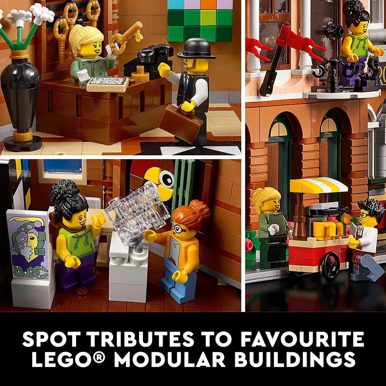 Alt view image 3 of 7 - LEGO Icons Boutique Hotel 10297 Modular Building Display Model Kit for Adults to Build, Set with 5 Detailed Rooms Including Guest Rooms and Gallery